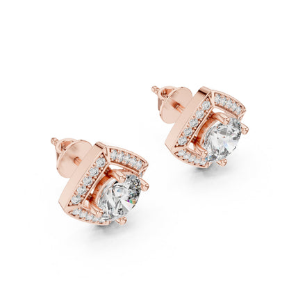 Round Stud Lab Grown Diamond Earrings