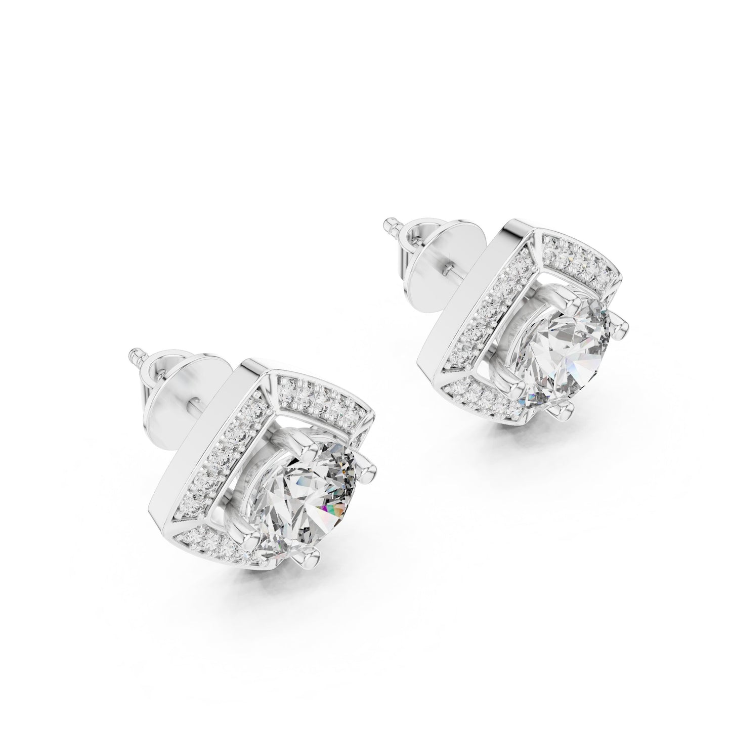 Round Stud Lab Grown Diamond Earrings