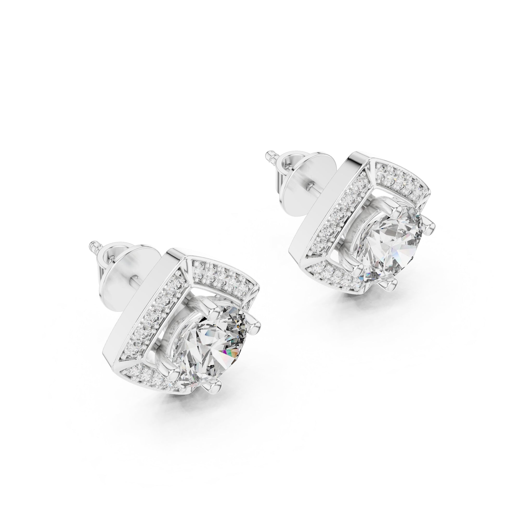 Round Stud Lab Grown Diamond Earrings