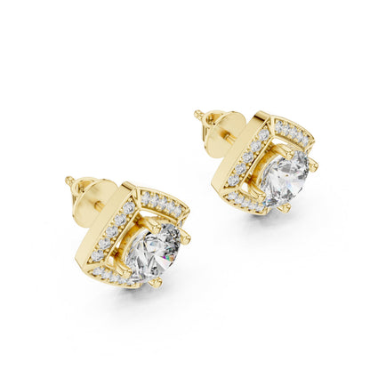 Round Stud Lab Grown Diamond Earrings