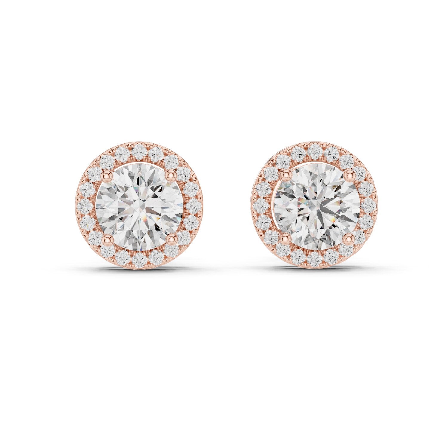Round Stud Lab Grown Diamond Earrings