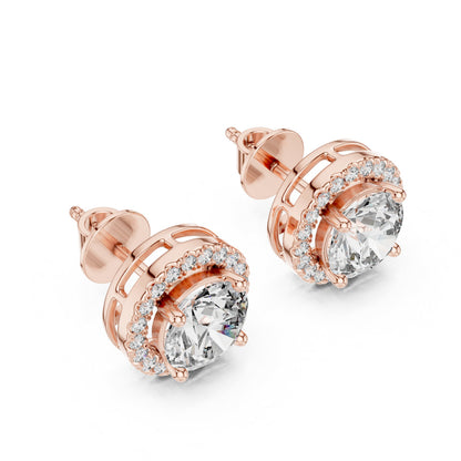 Round Stud Lab Grown Diamond Earrings