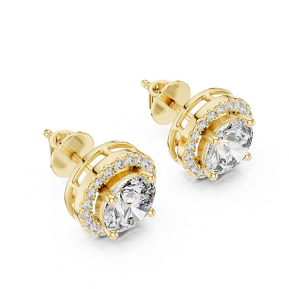 Round Stud Lab Grown Diamond Earrings