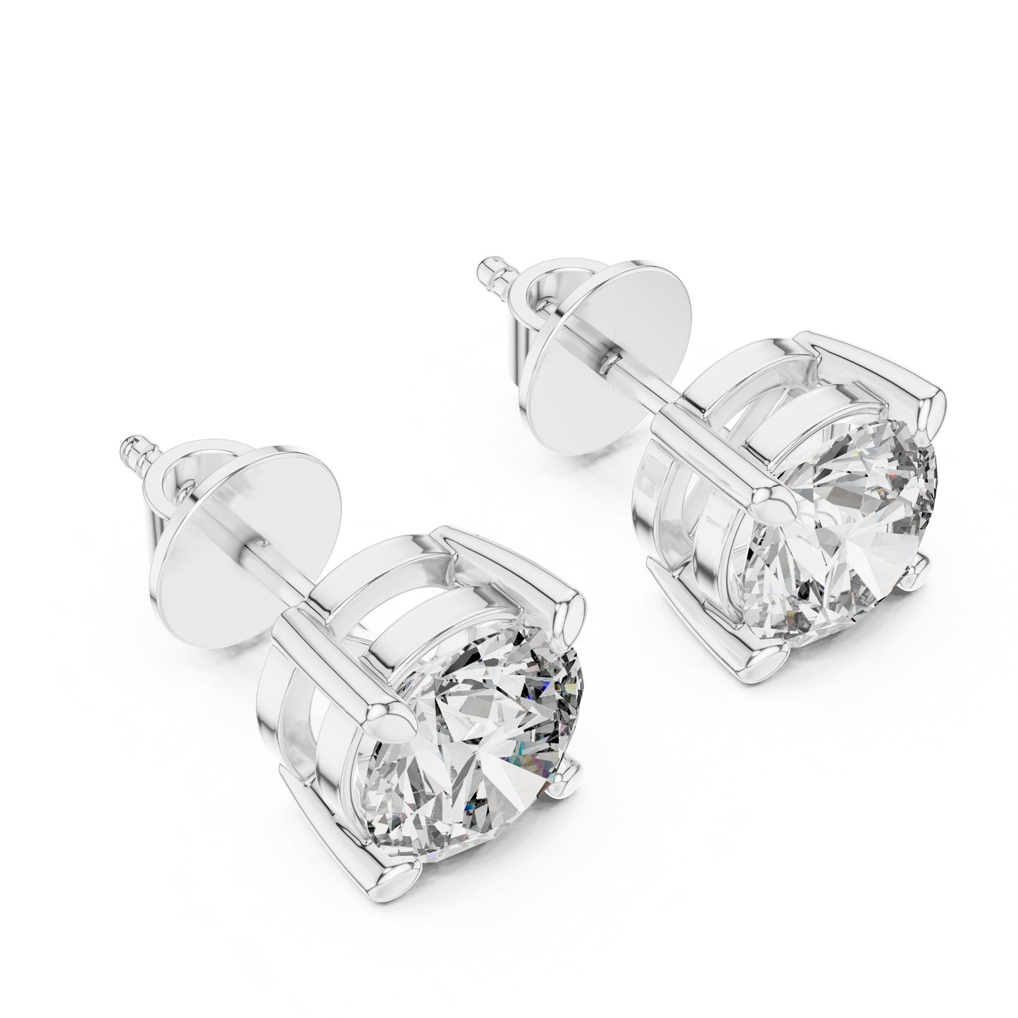 Round Stud Lab Grown Diamond Earrings