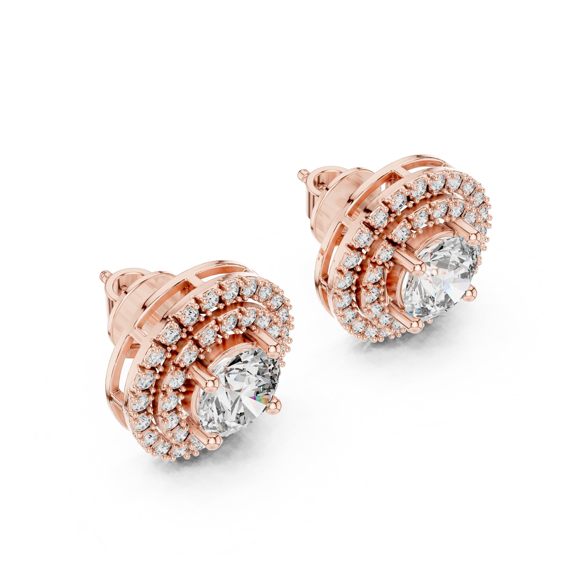 Round Stud Lab Grown Diamond Earrings