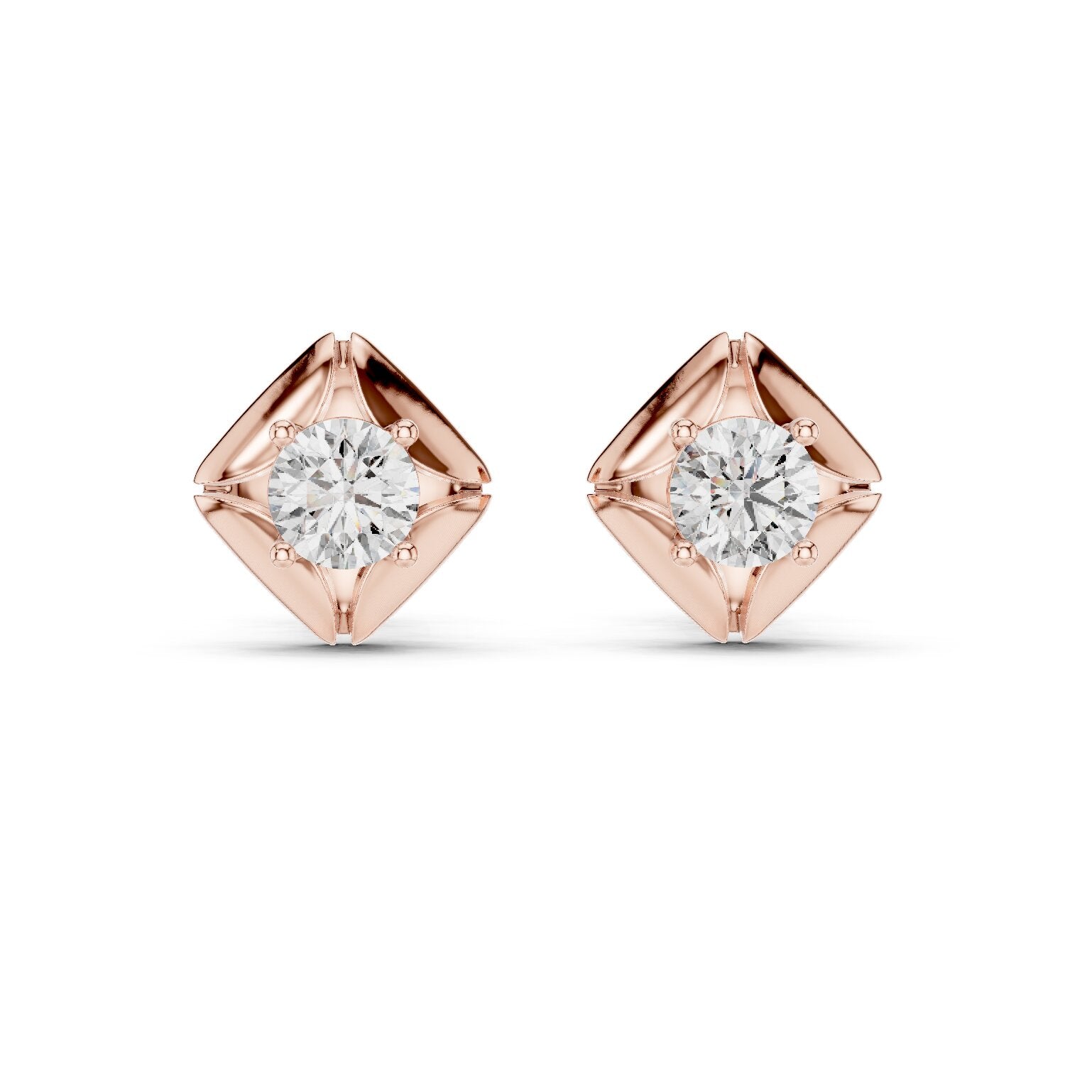 Round Stud Lab Grown Diamond Earrings
