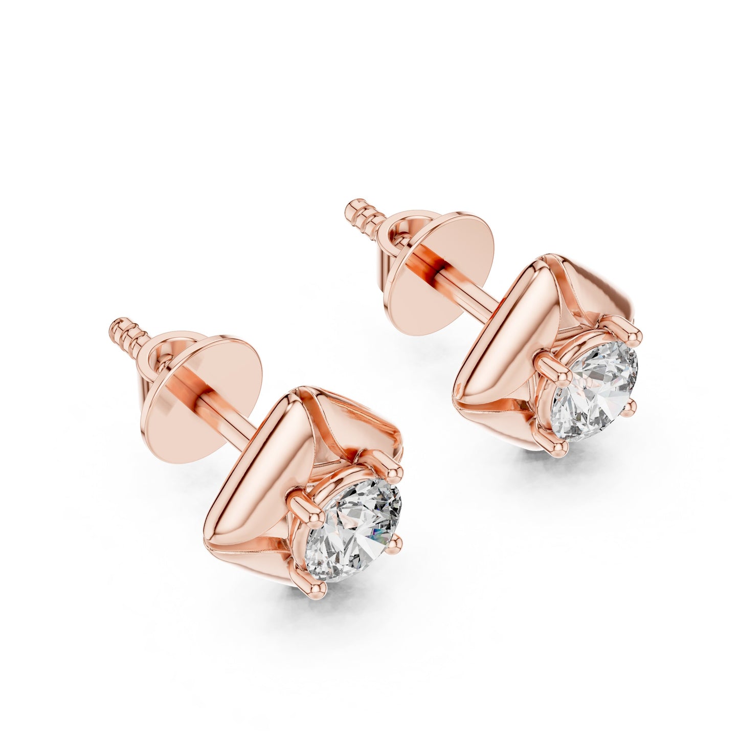 Round Stud Lab Grown Diamond Earrings
