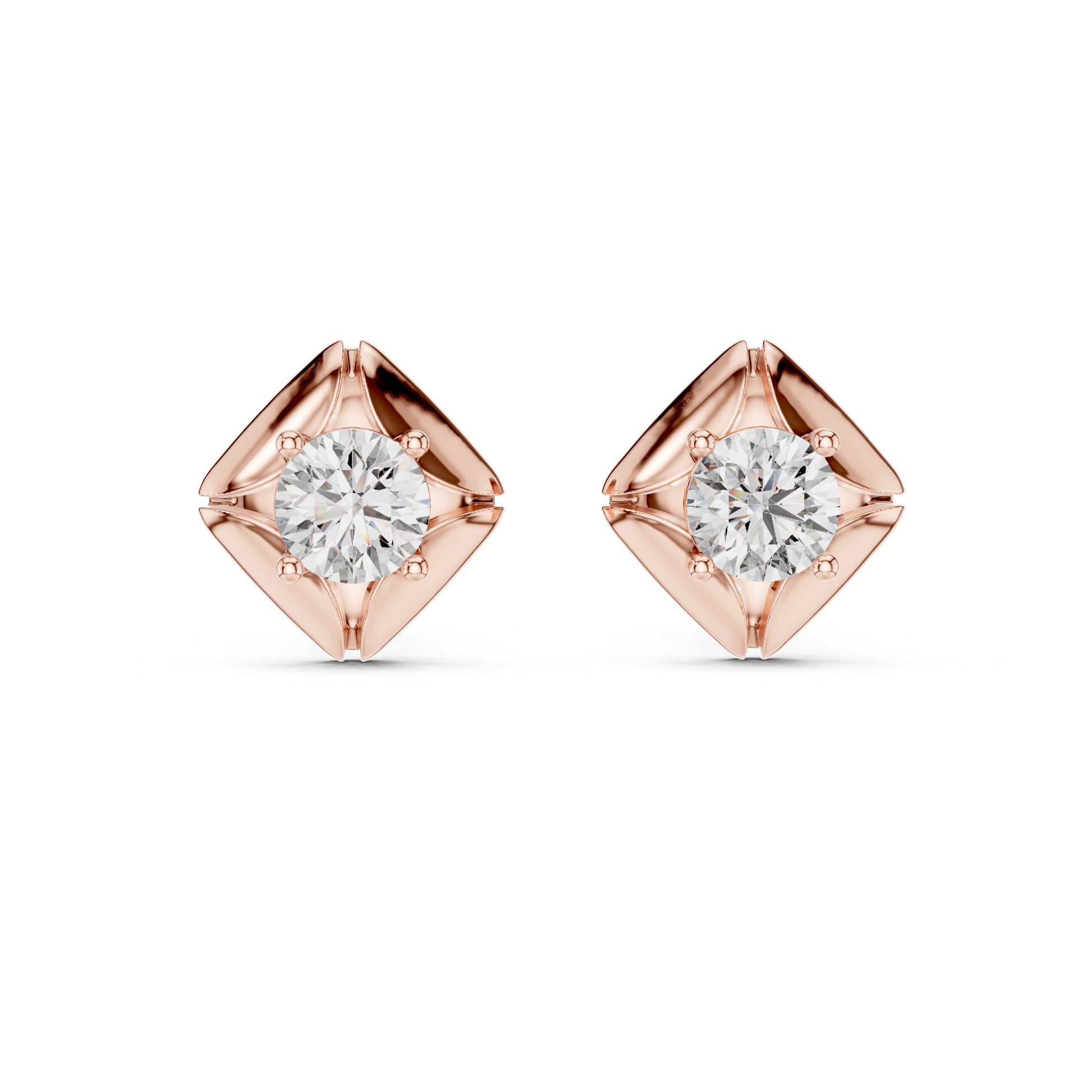 Round Stud Lab Grown Diamond Earrings