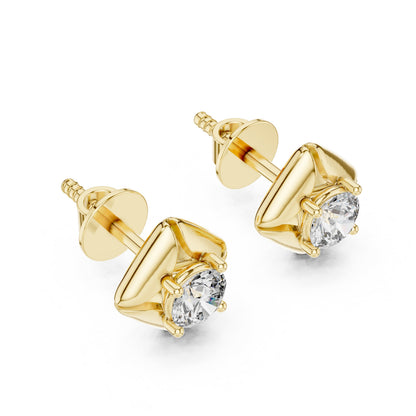 Round Stud Lab Grown Diamond Earrings