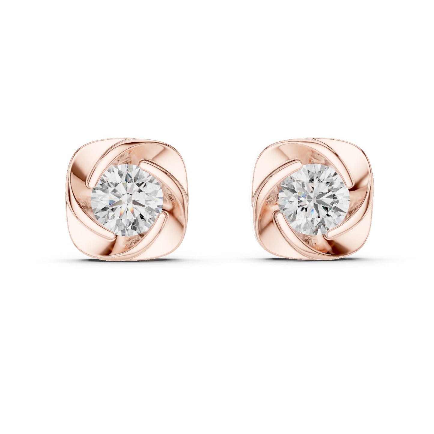Round Stud Lab Grown Diamond Earrings