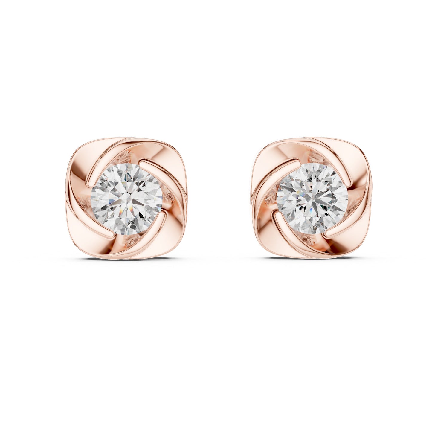 Round Stud Lab Grown Diamond Earrings