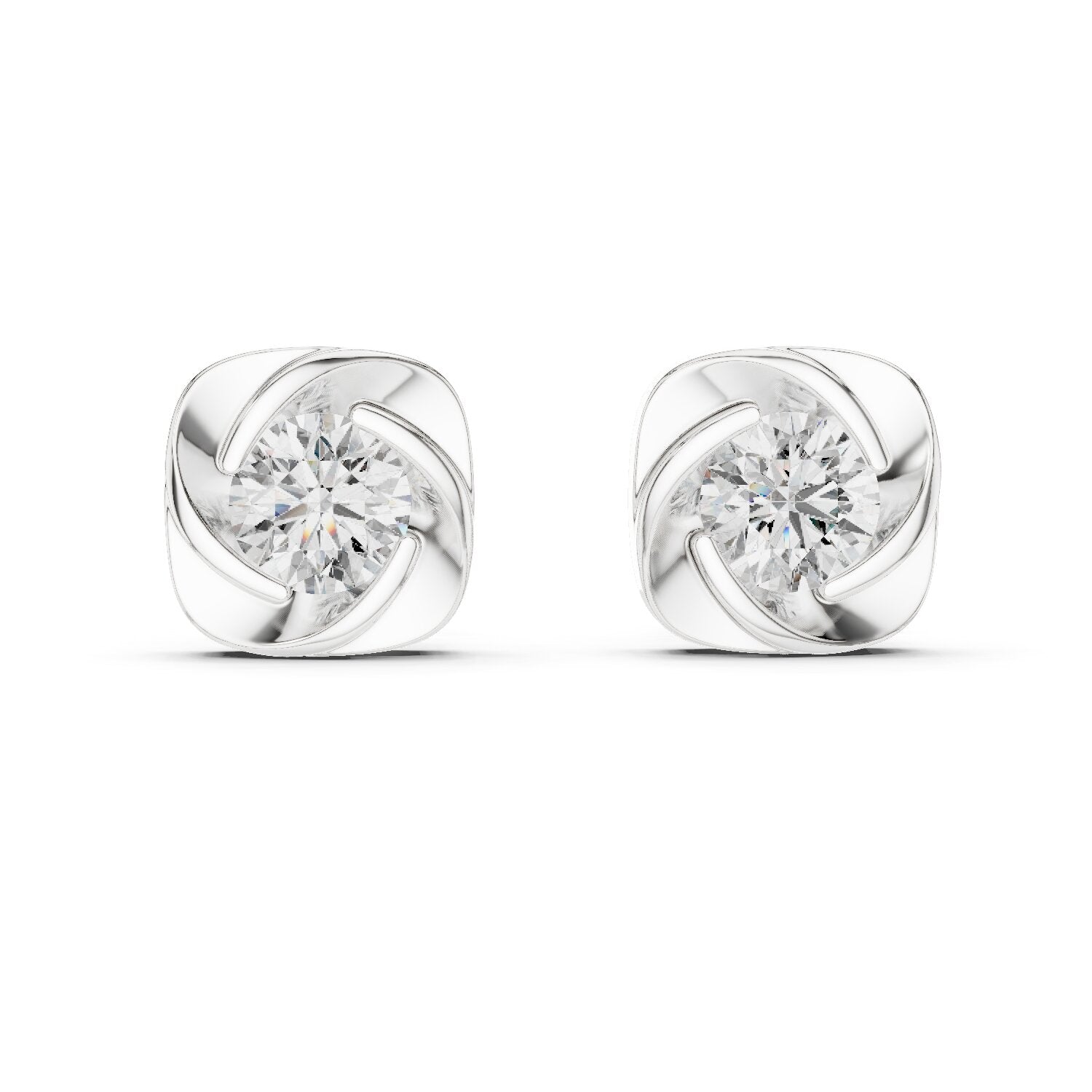 Round Stud Lab Grown Diamond Earrings
