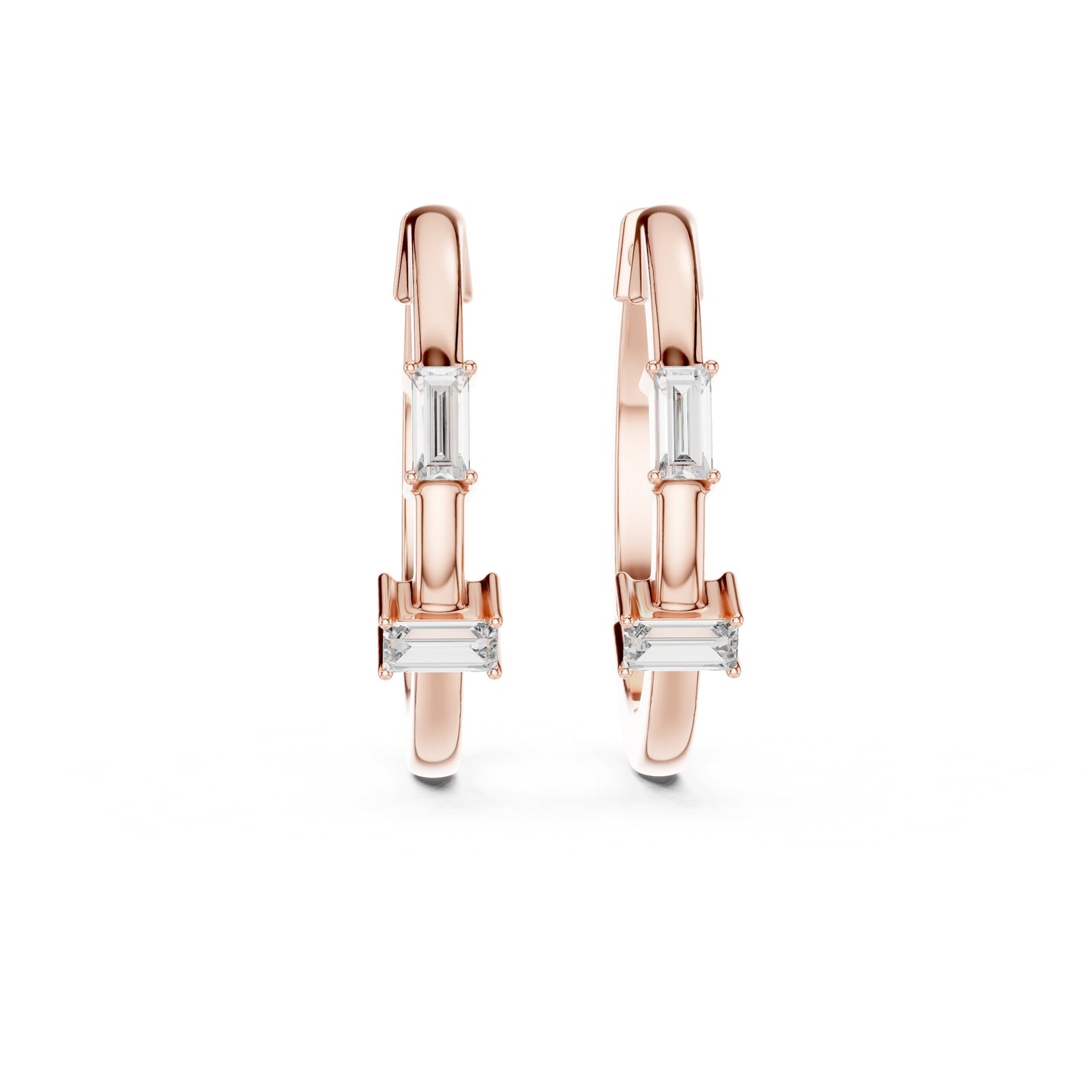 Mixed Shape Lab Grown Diamond Huggie Earrings