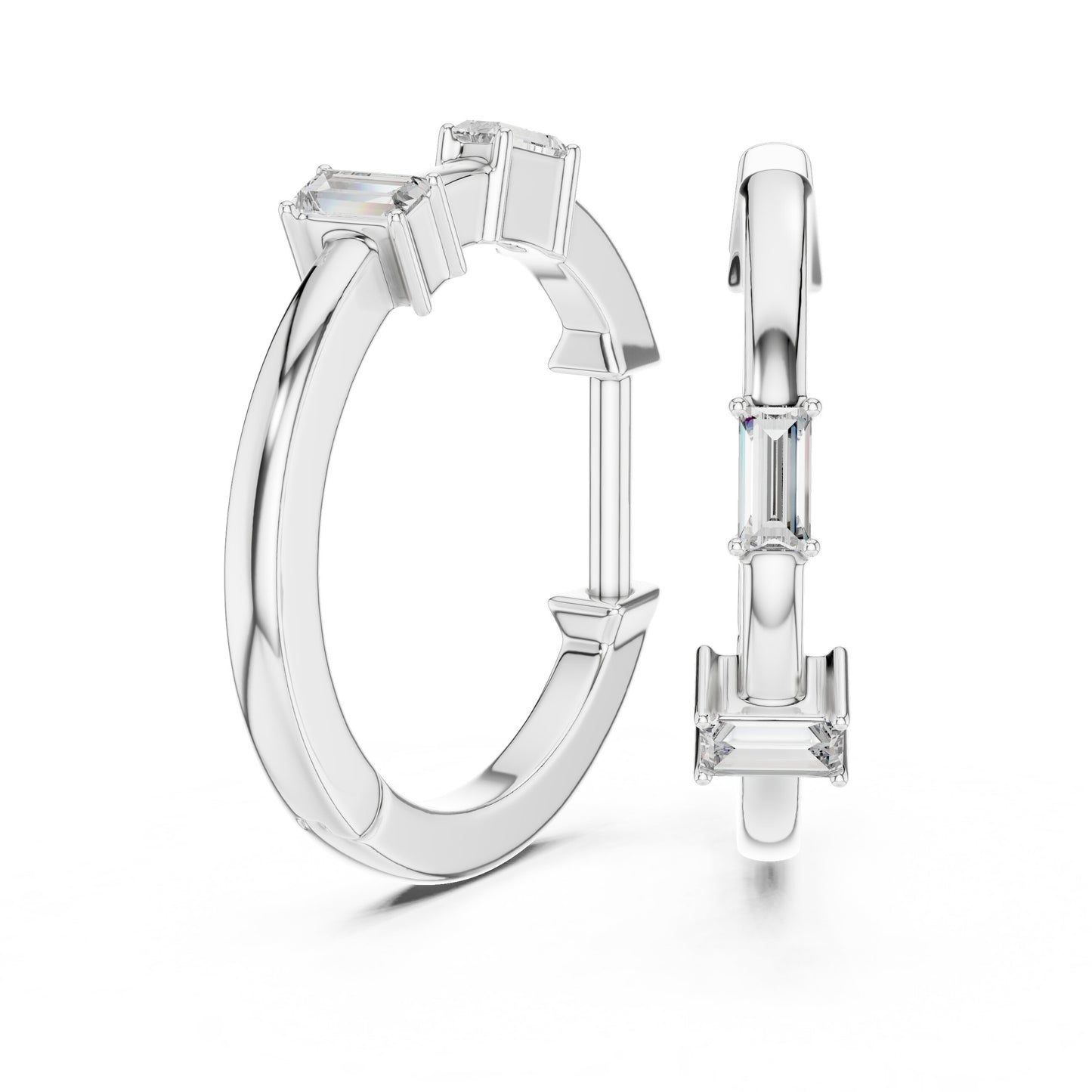 Mixed Shape Lab Grown Diamond Huggie Earrings