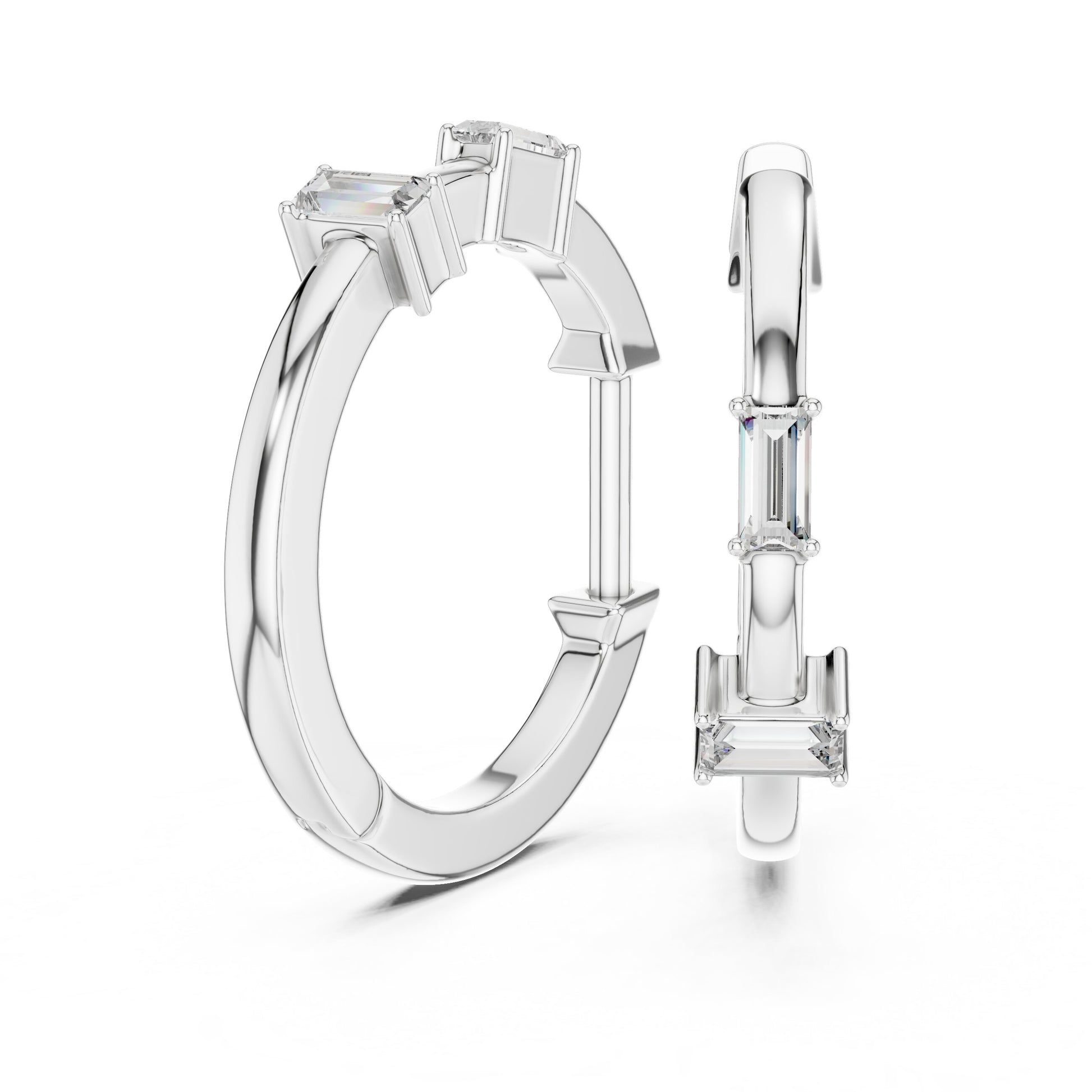 Mixed Shape Lab Grown Diamond Huggie Earrings
