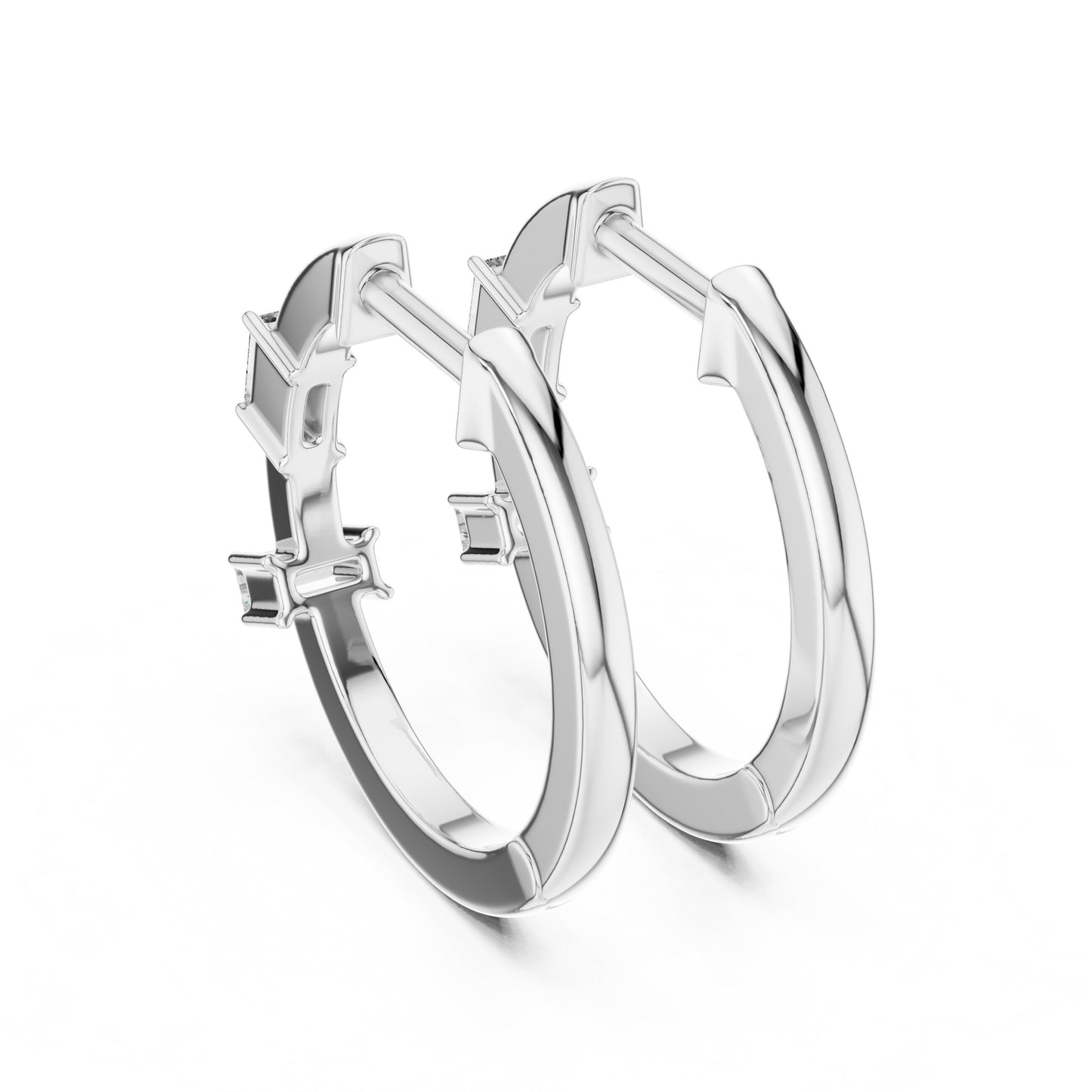 Mixed Shape Lab Grown Diamond Huggie Earrings