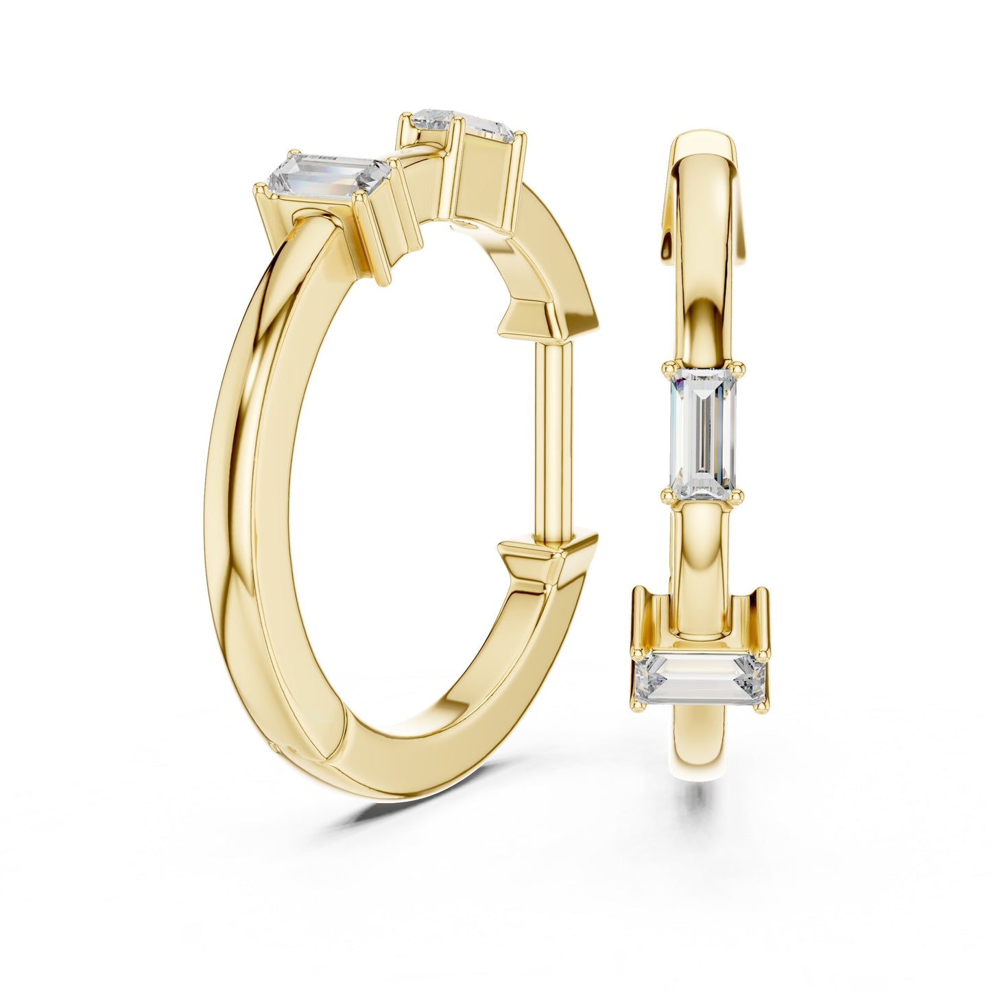Mixed Shape Lab Grown Diamond Huggie Earrings