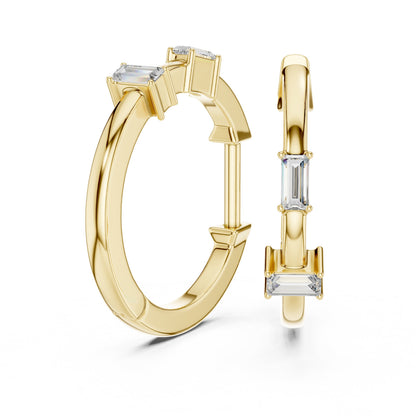 Mixed Shape Lab Grown Diamond Huggie Earrings