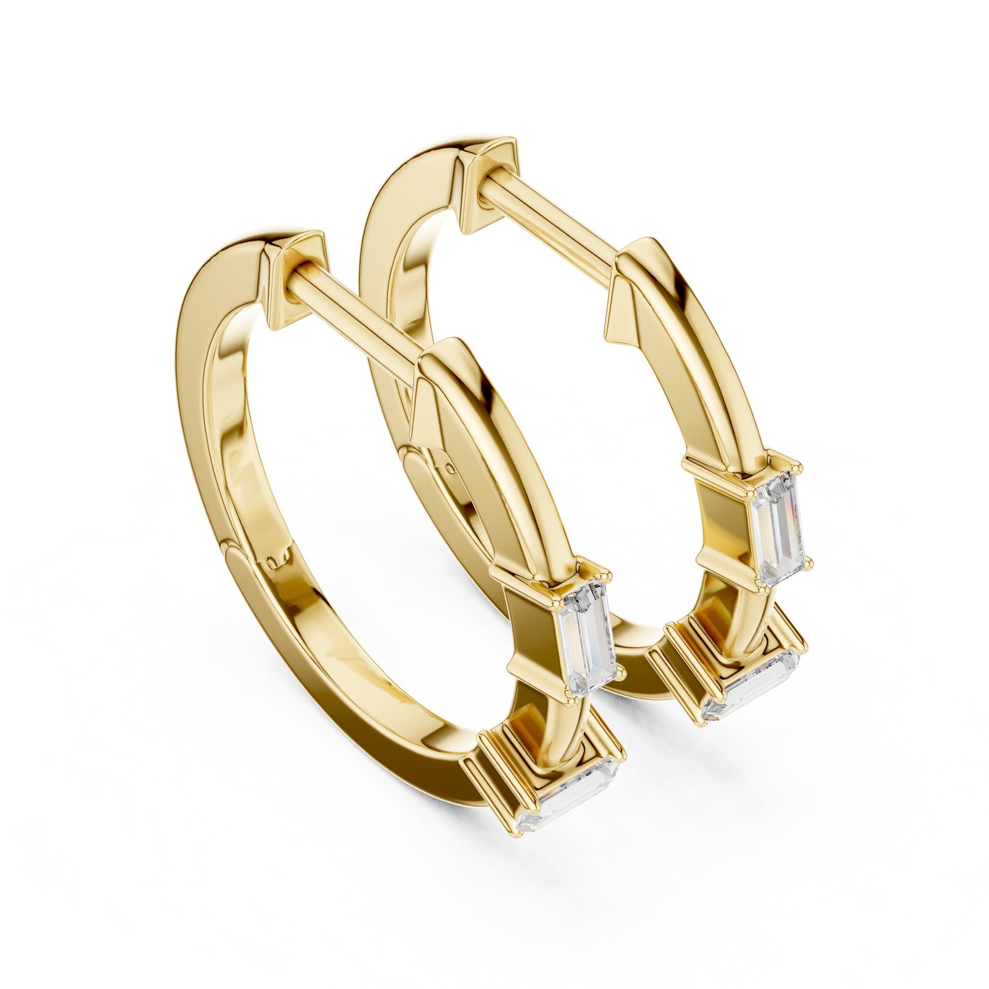 Mixed Shape Lab Grown Diamond Huggie Earrings