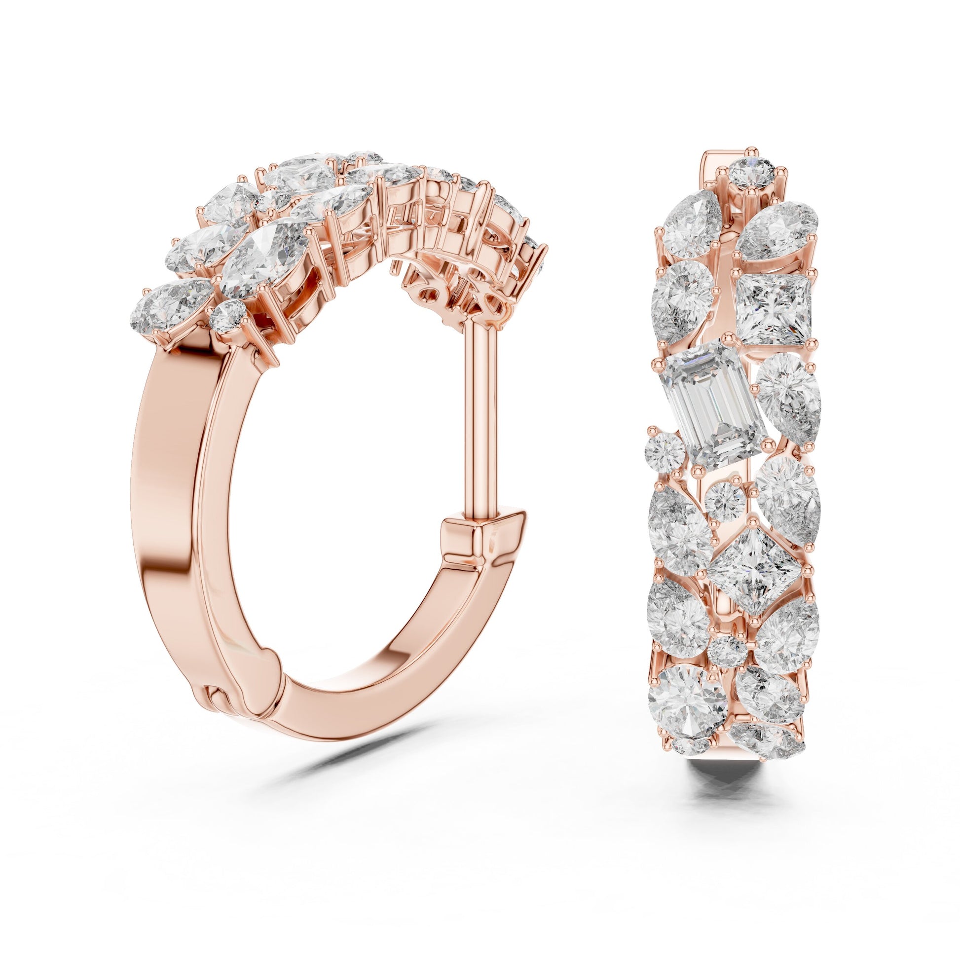 Mixed Shape Lab Grown Diamond Huggie Earrings