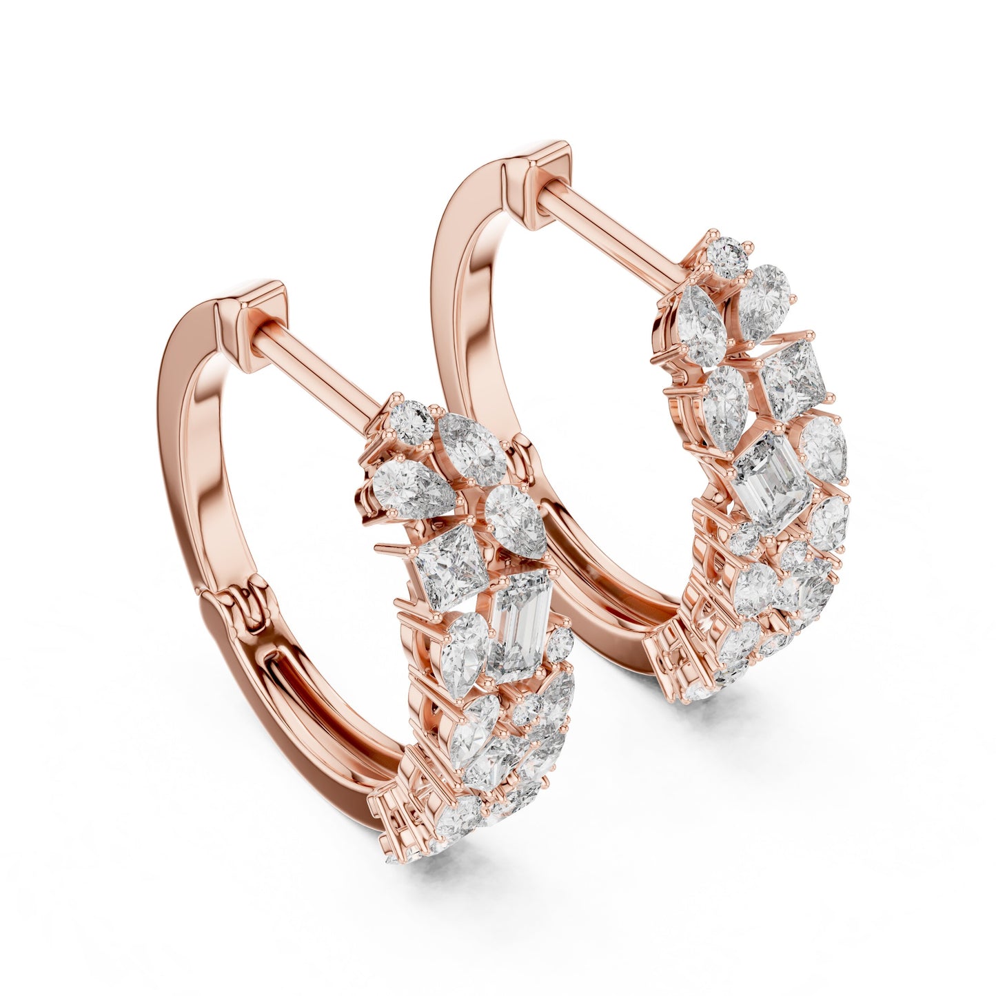 Mixed Shape Lab Grown Diamond Huggie Earrings