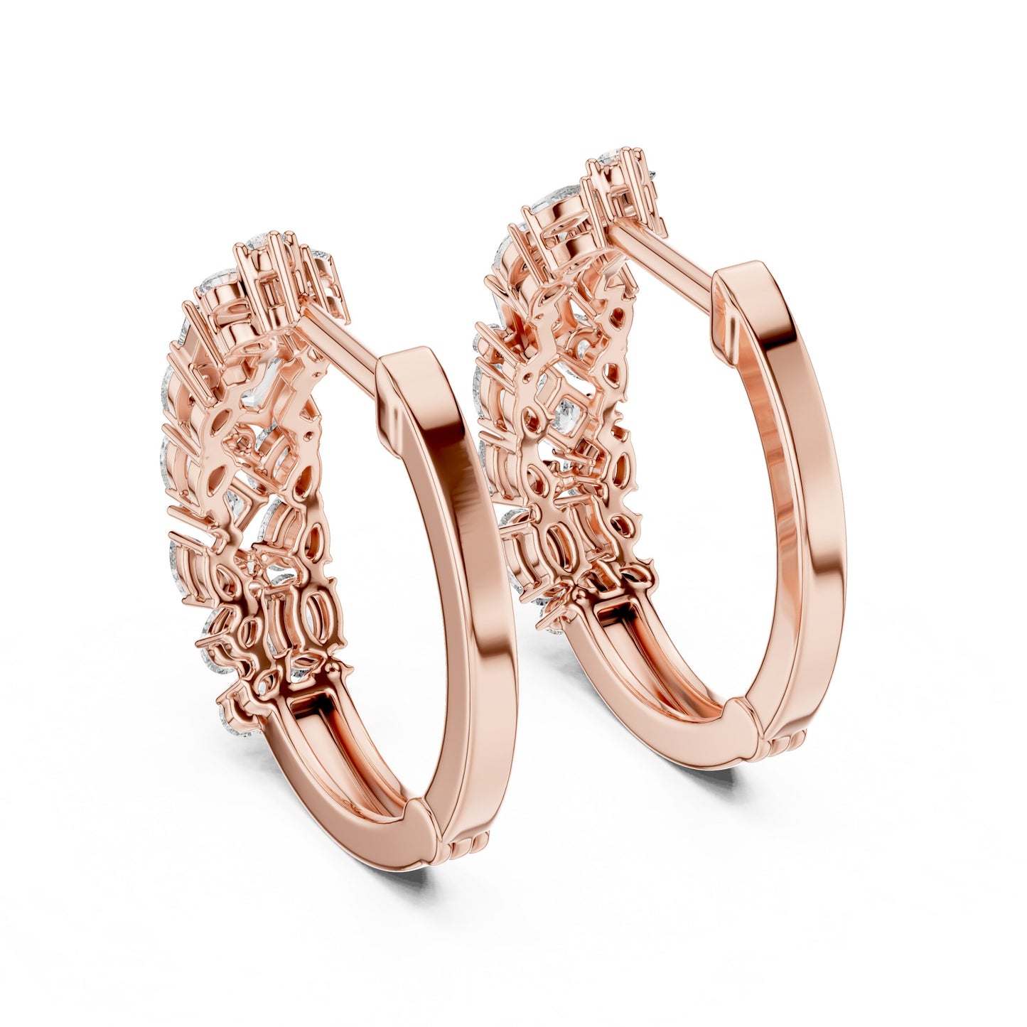 Mixed Shape Lab Grown Diamond Huggie Earrings