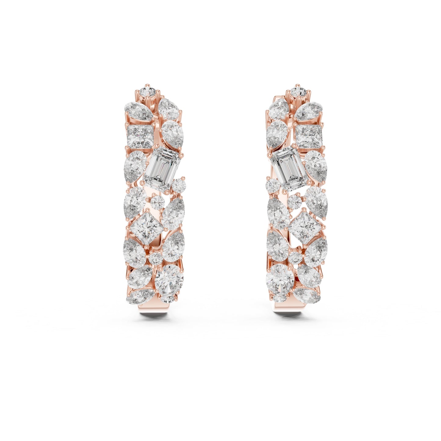 Mixed Shape Lab Grown Diamond Huggie Earrings