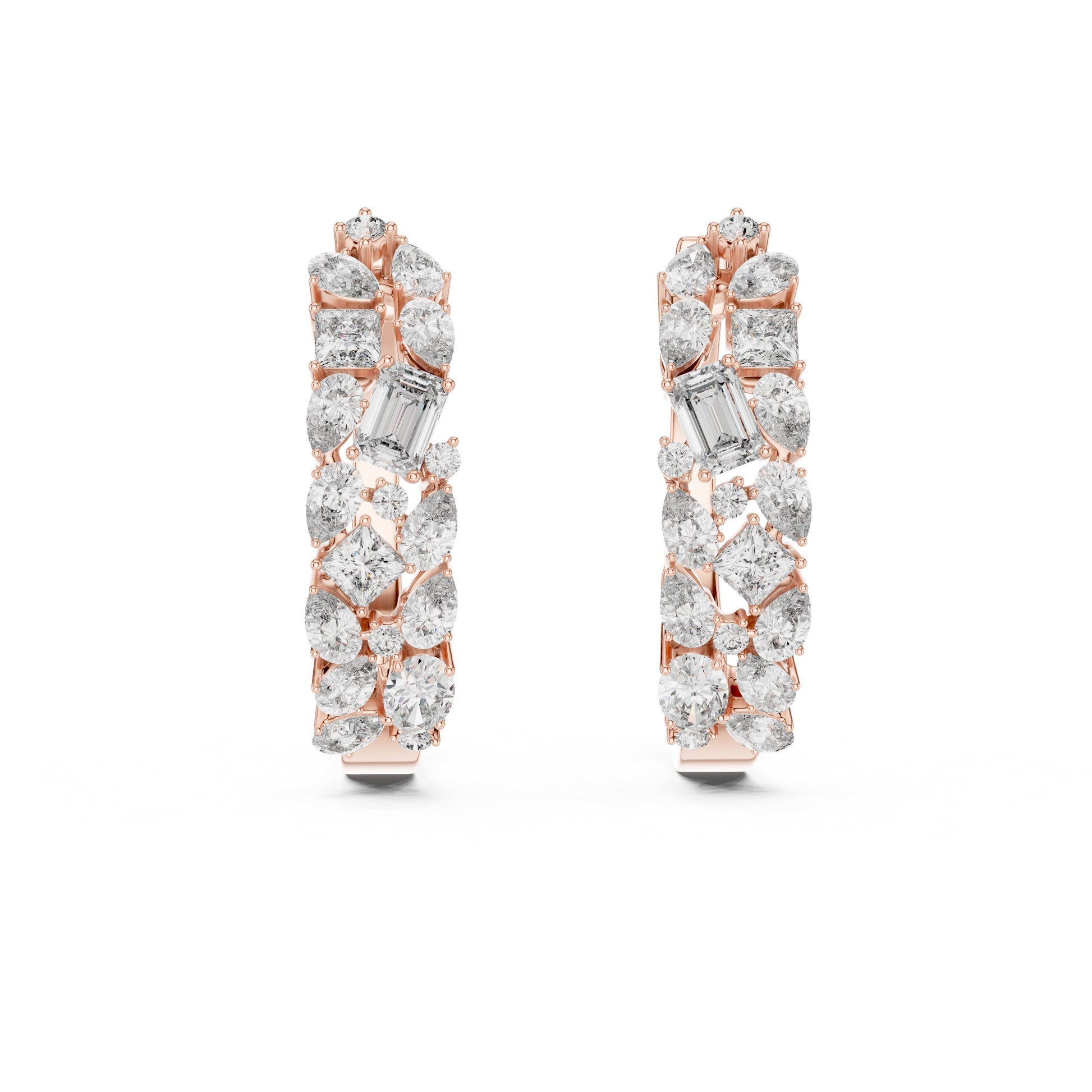 Mixed Shape Lab Grown Diamond Huggie Earrings