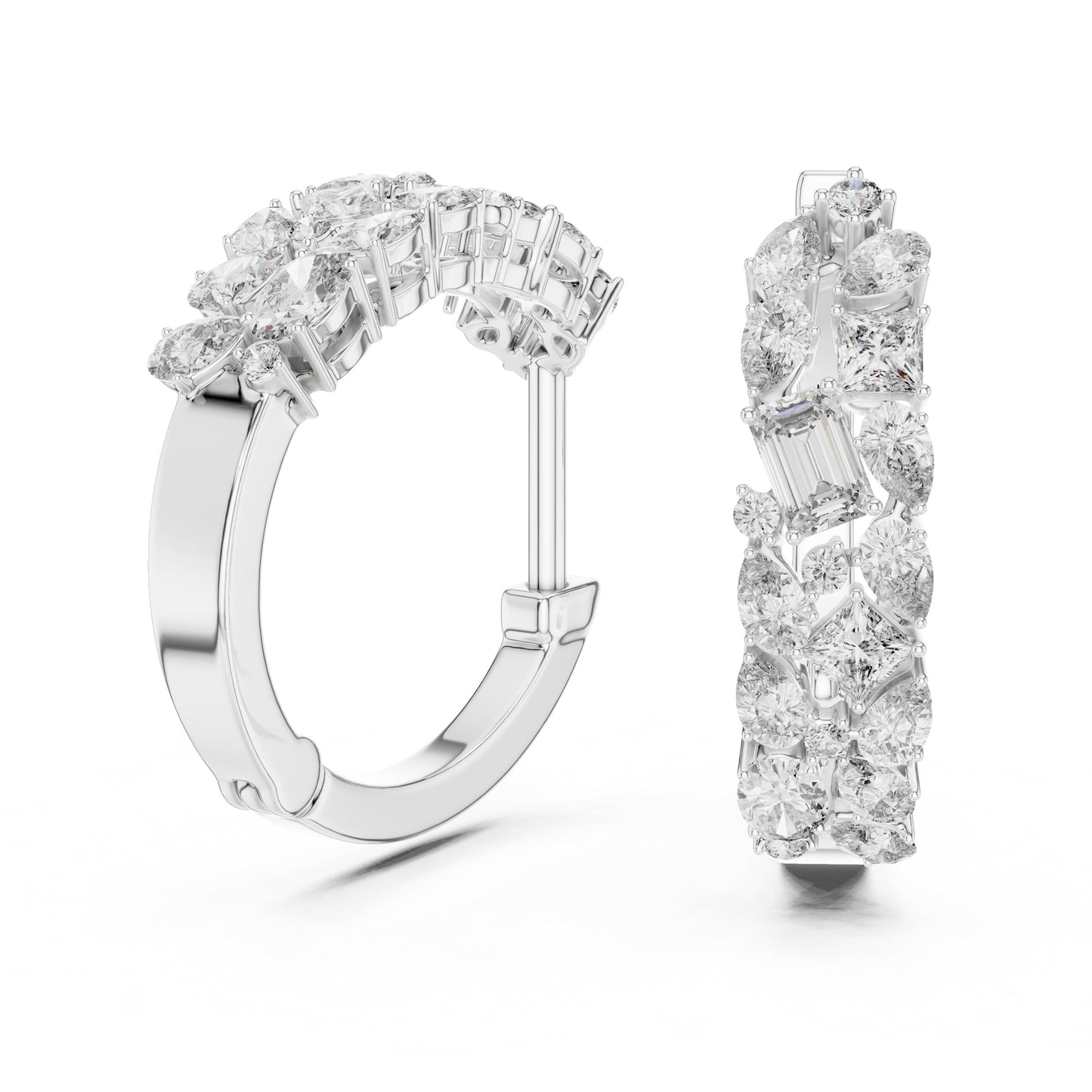 Mixed Shape Lab Grown Diamond Huggie Earrings
