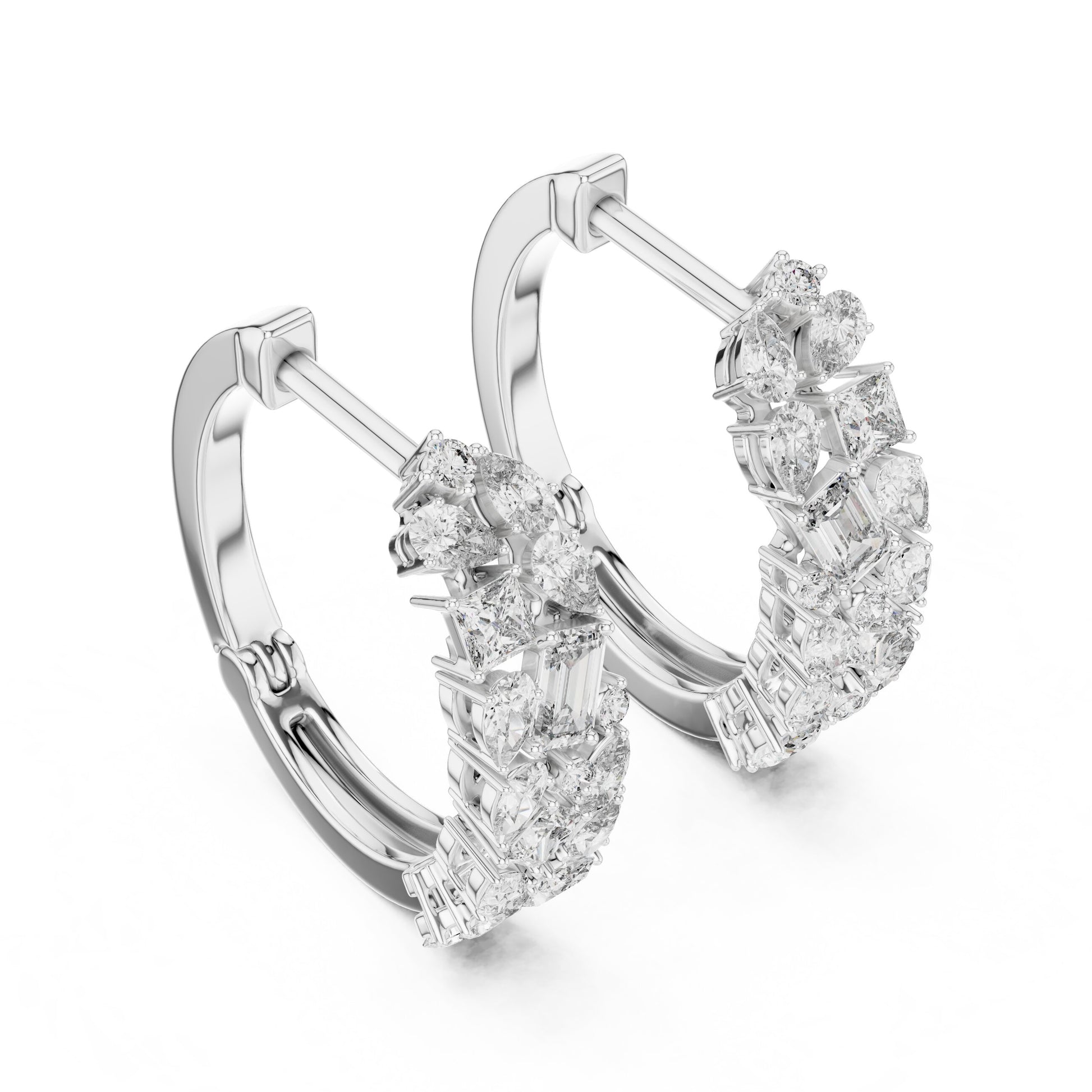 Mixed Shape Lab Grown Diamond Huggie Earrings