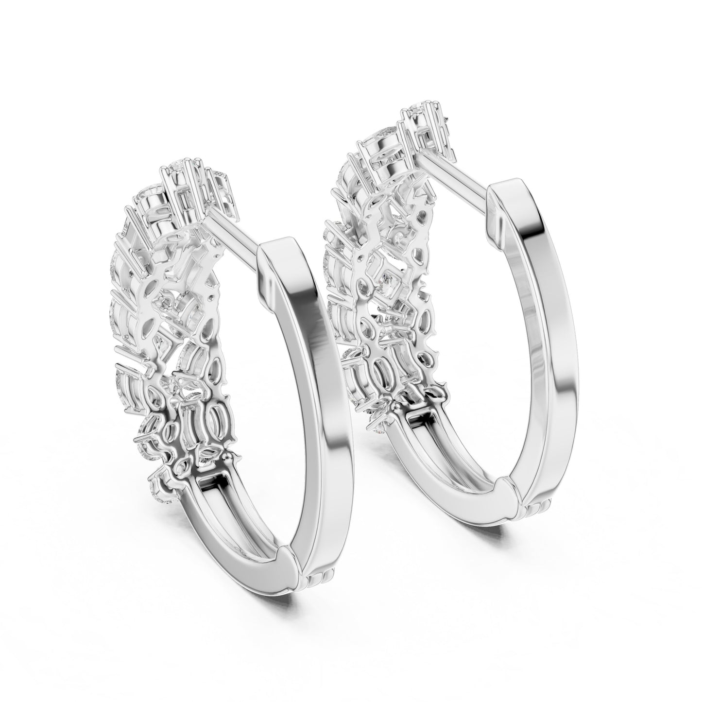 Mixed Shape Lab Grown Diamond Huggie Earrings