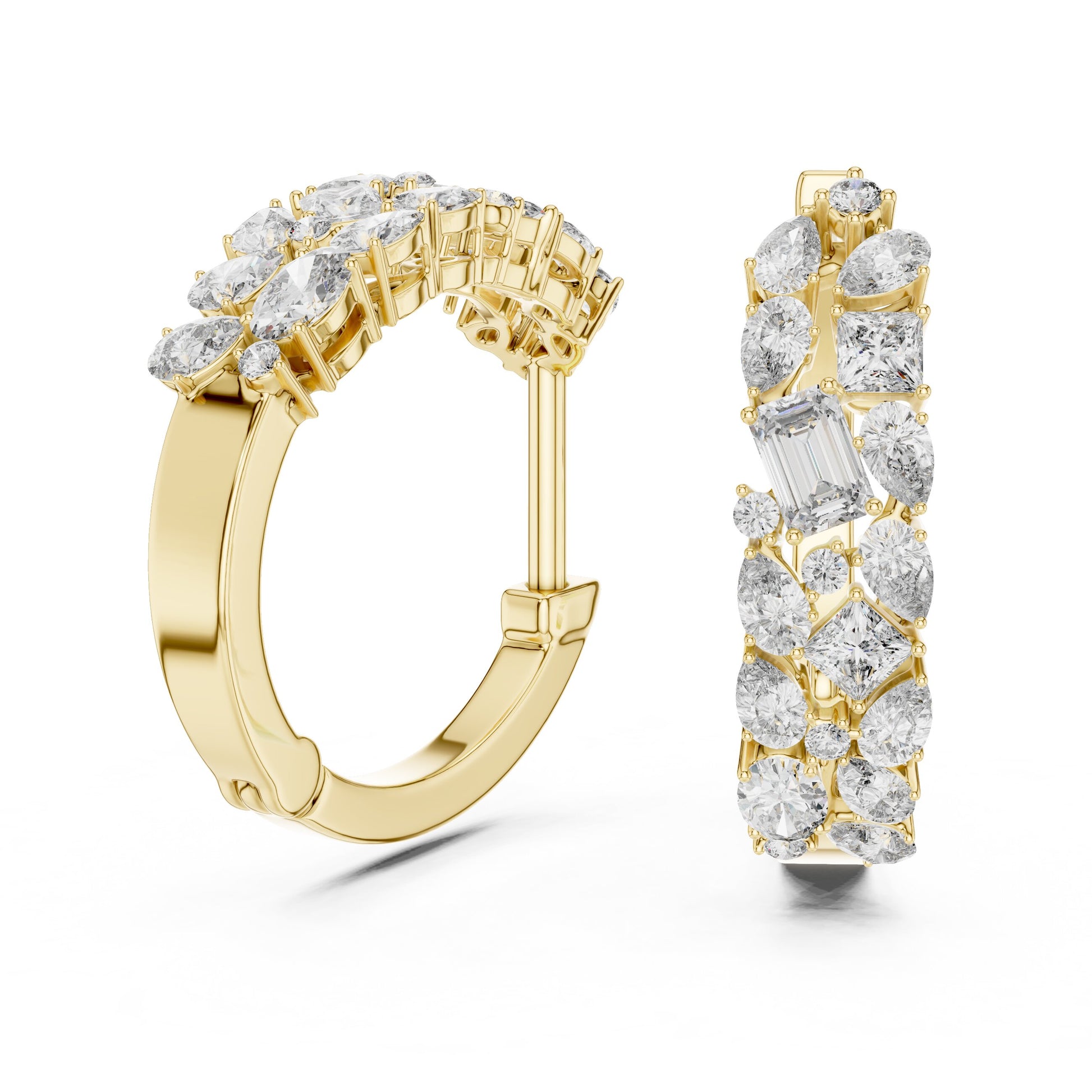 Mixed Shape Lab Grown Diamond Huggie Earrings