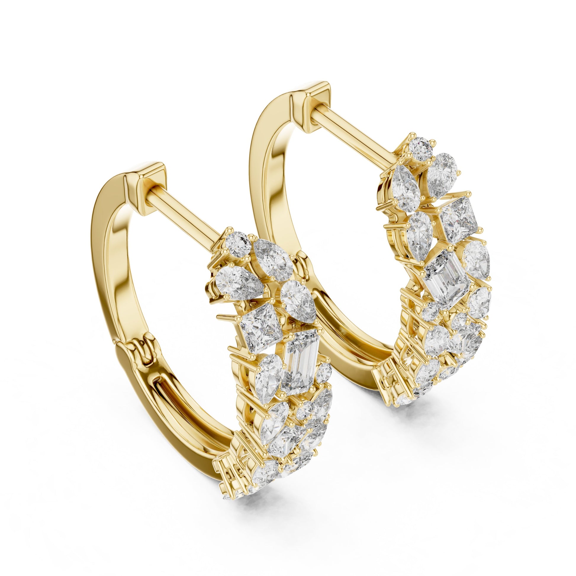Mixed Shape Lab Grown Diamond Huggie Earrings