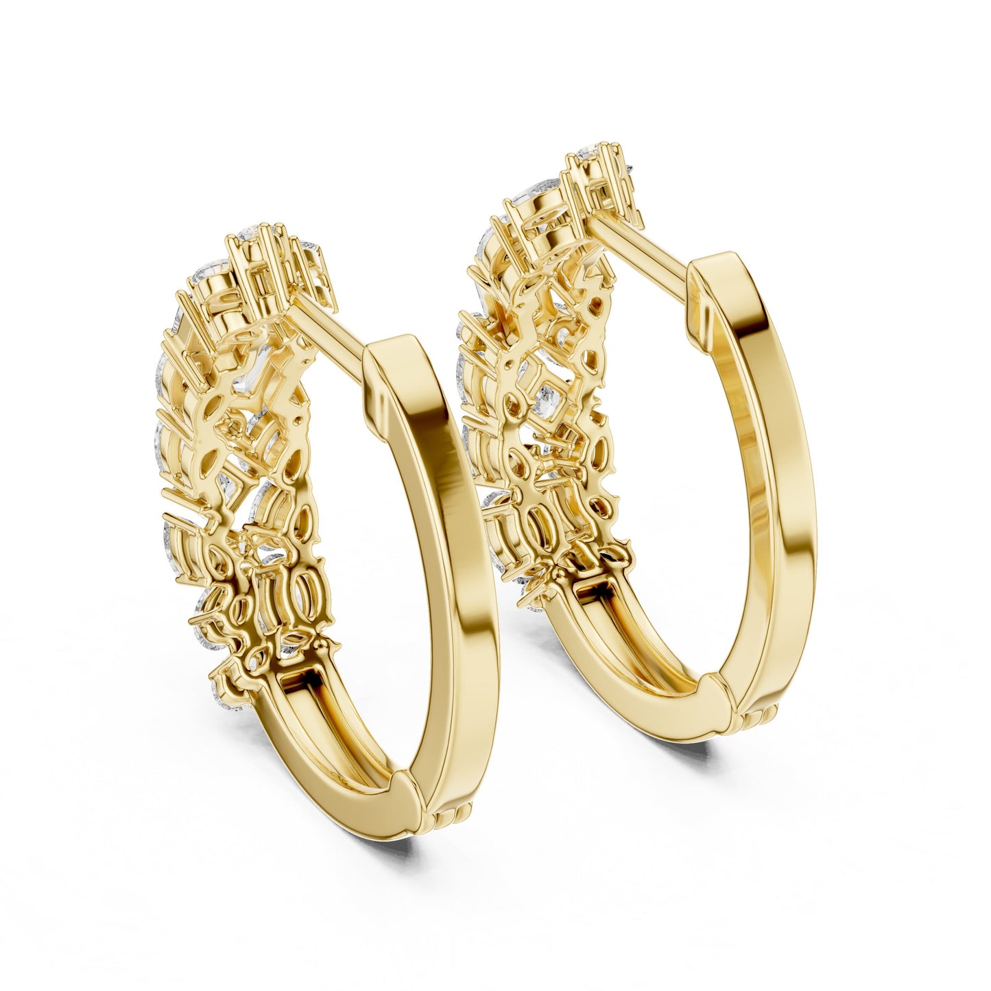 Mixed Shape Lab Grown Diamond Huggie Earrings