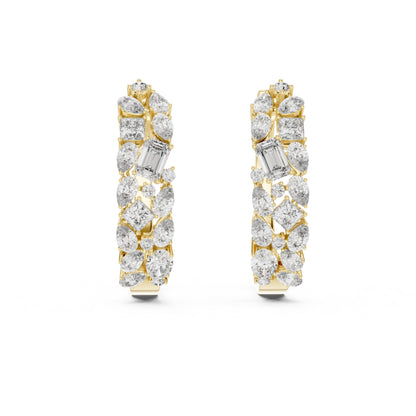 Mixed Shape Lab Grown Diamond Huggie Earrings