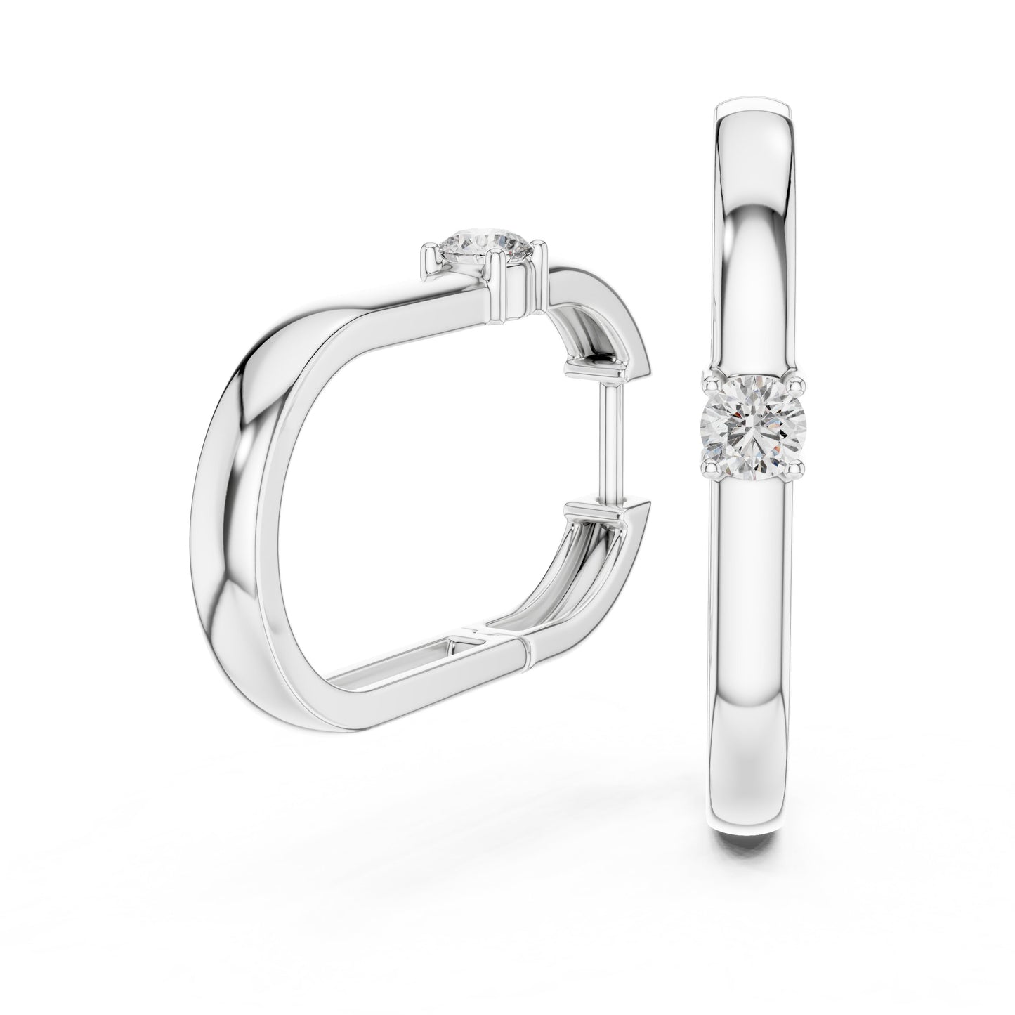 Round Huggie Lab Grown Diamond Earrings