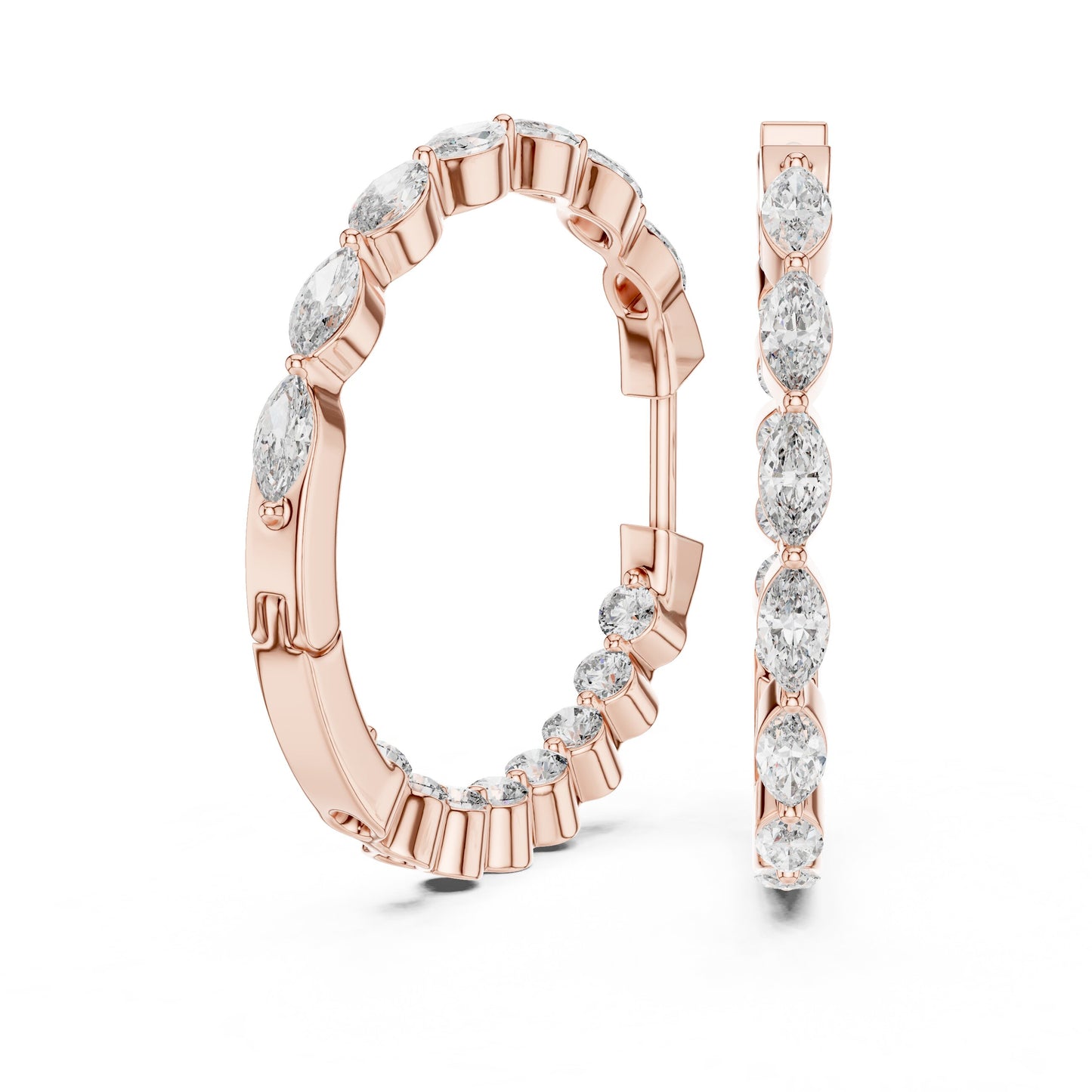 Mixed Shape Lab Grown Diamond Huggie Earrings
