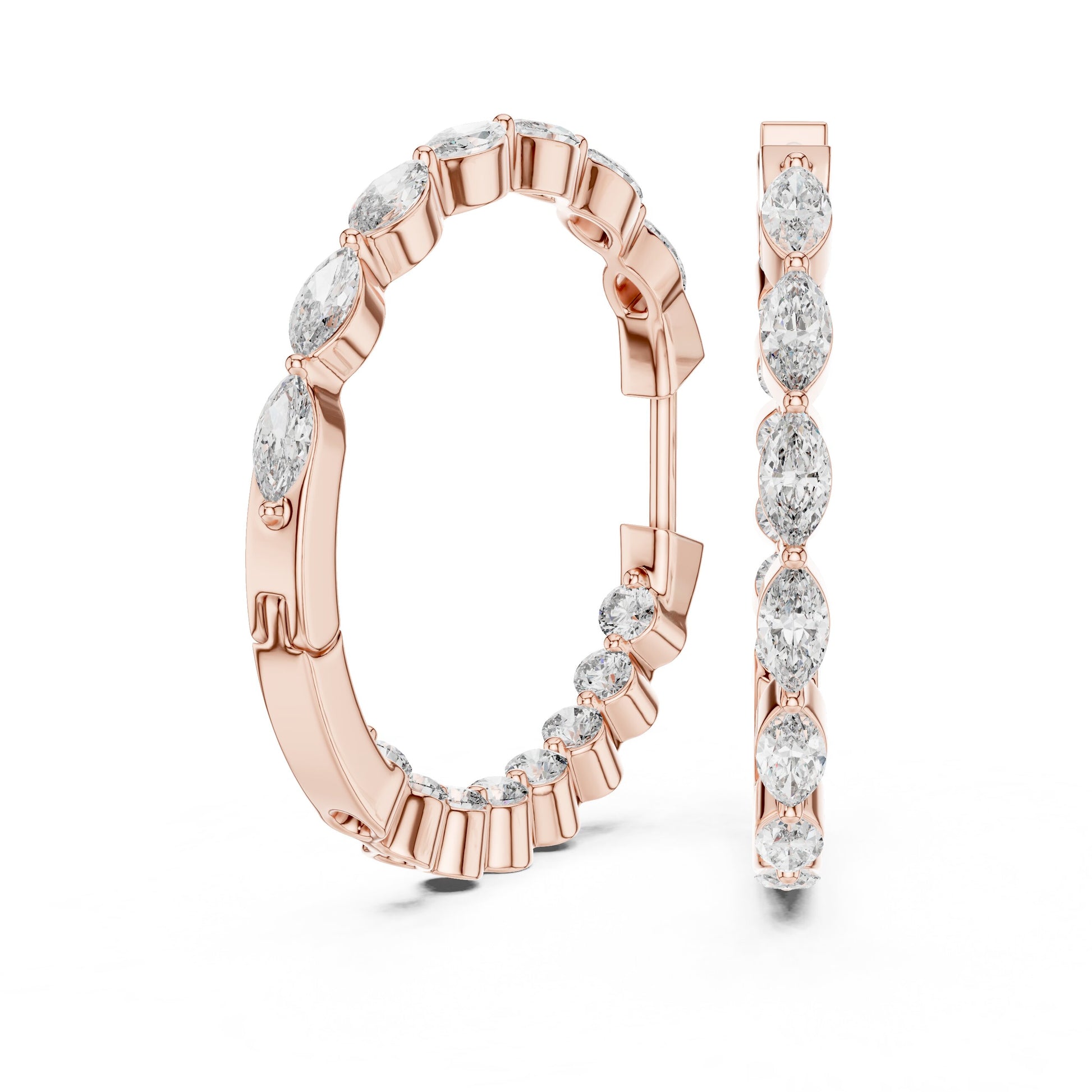 Mixed Shape Lab Grown Diamond Huggie Earrings