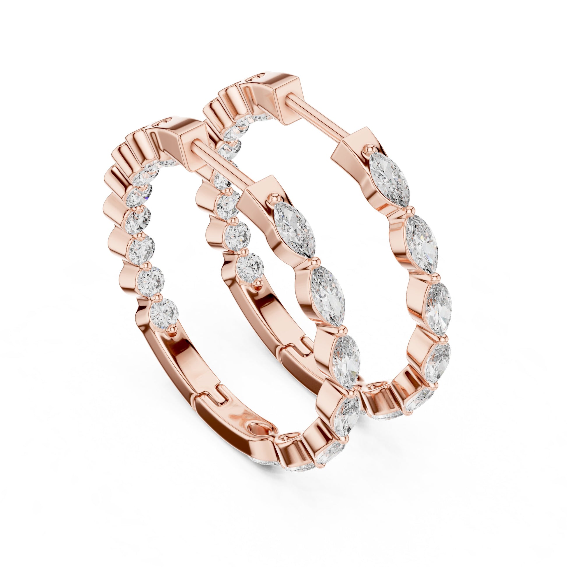 Mixed Shape Lab Grown Diamond Huggie Earrings