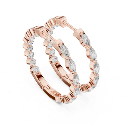 Mixed Shape Lab Grown Diamond Huggie Earrings