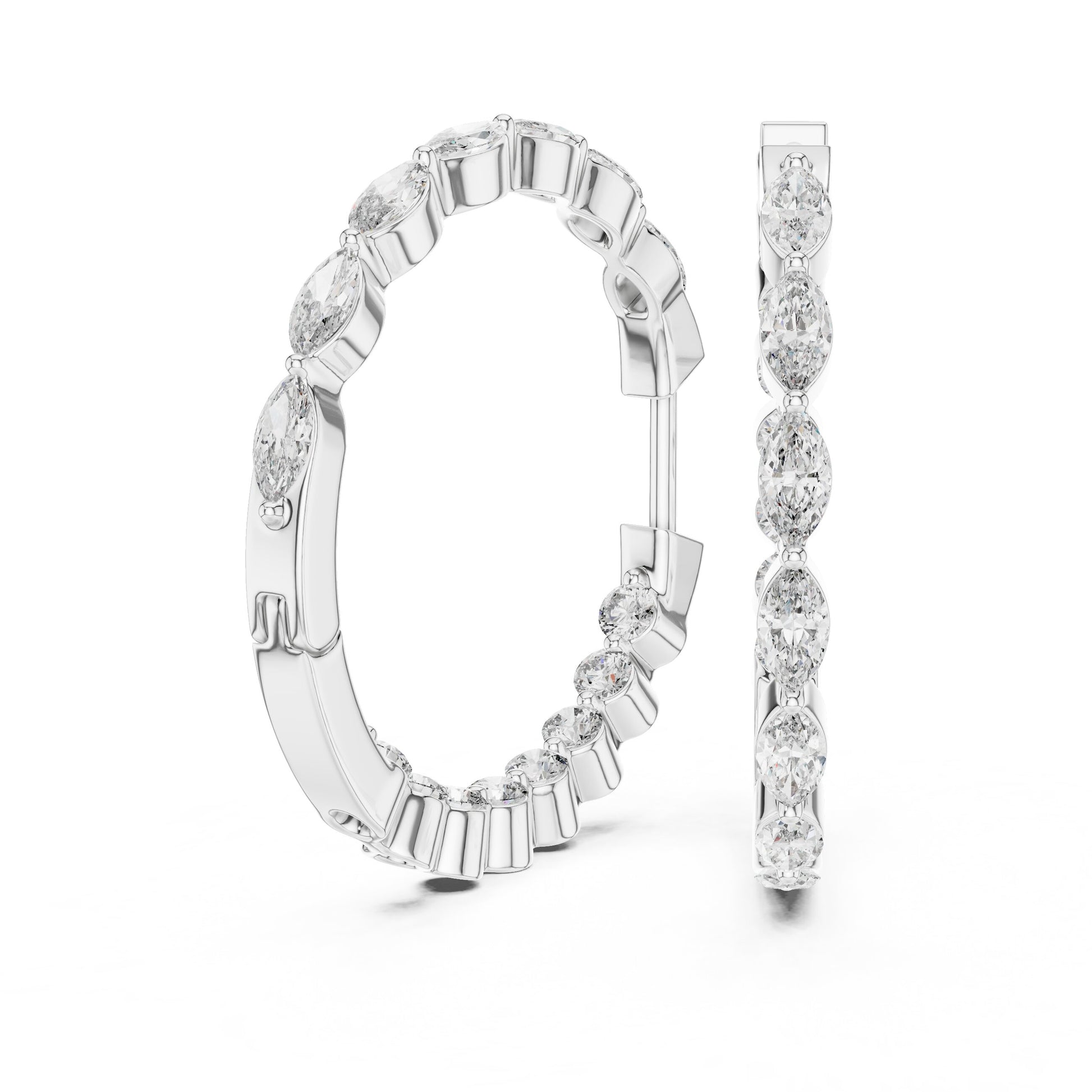 Mixed Shape Lab Grown Diamond Huggie Earrings