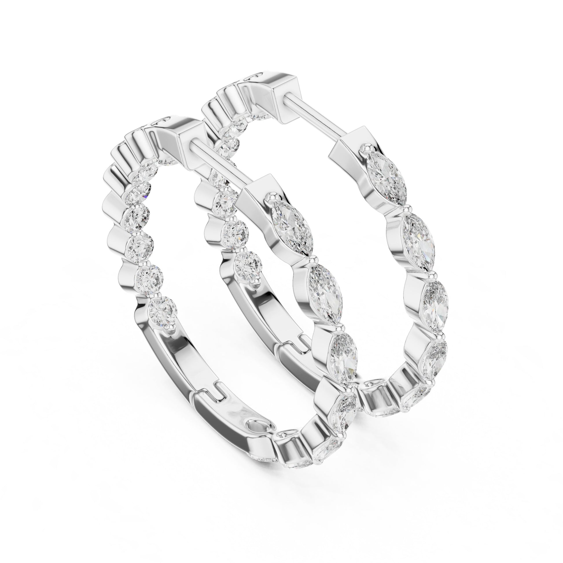 Mixed Shape Lab Grown Diamond Huggie Earrings