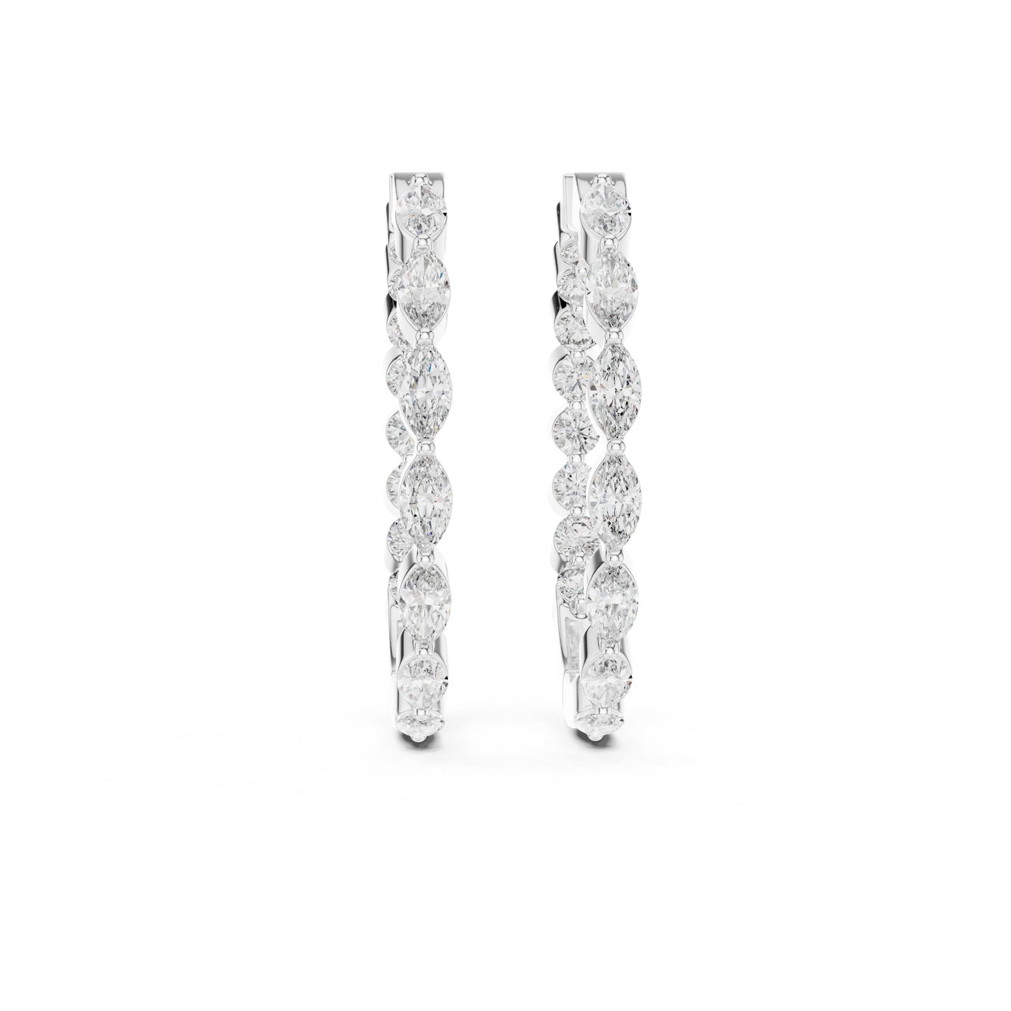 Mixed Shape Lab Grown Diamond Huggie Earrings