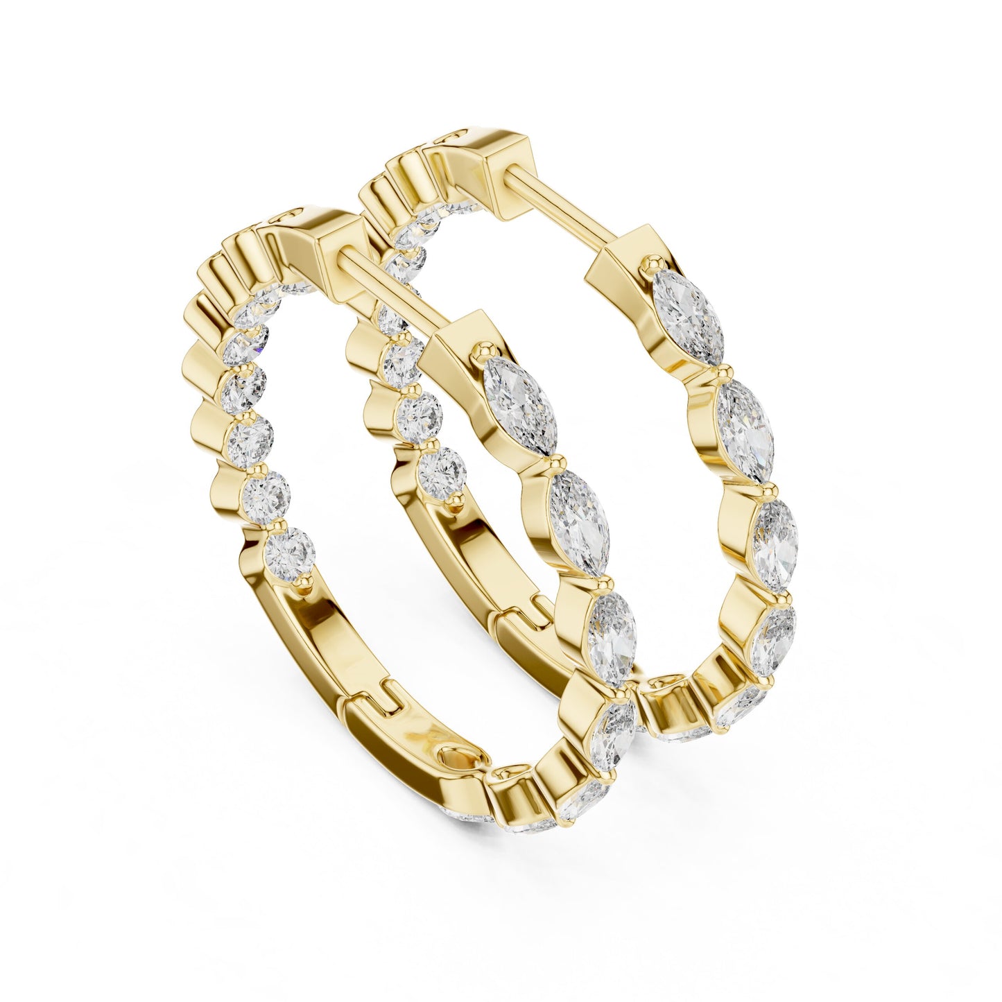 Mixed Shape Lab Grown Diamond Huggie Earrings