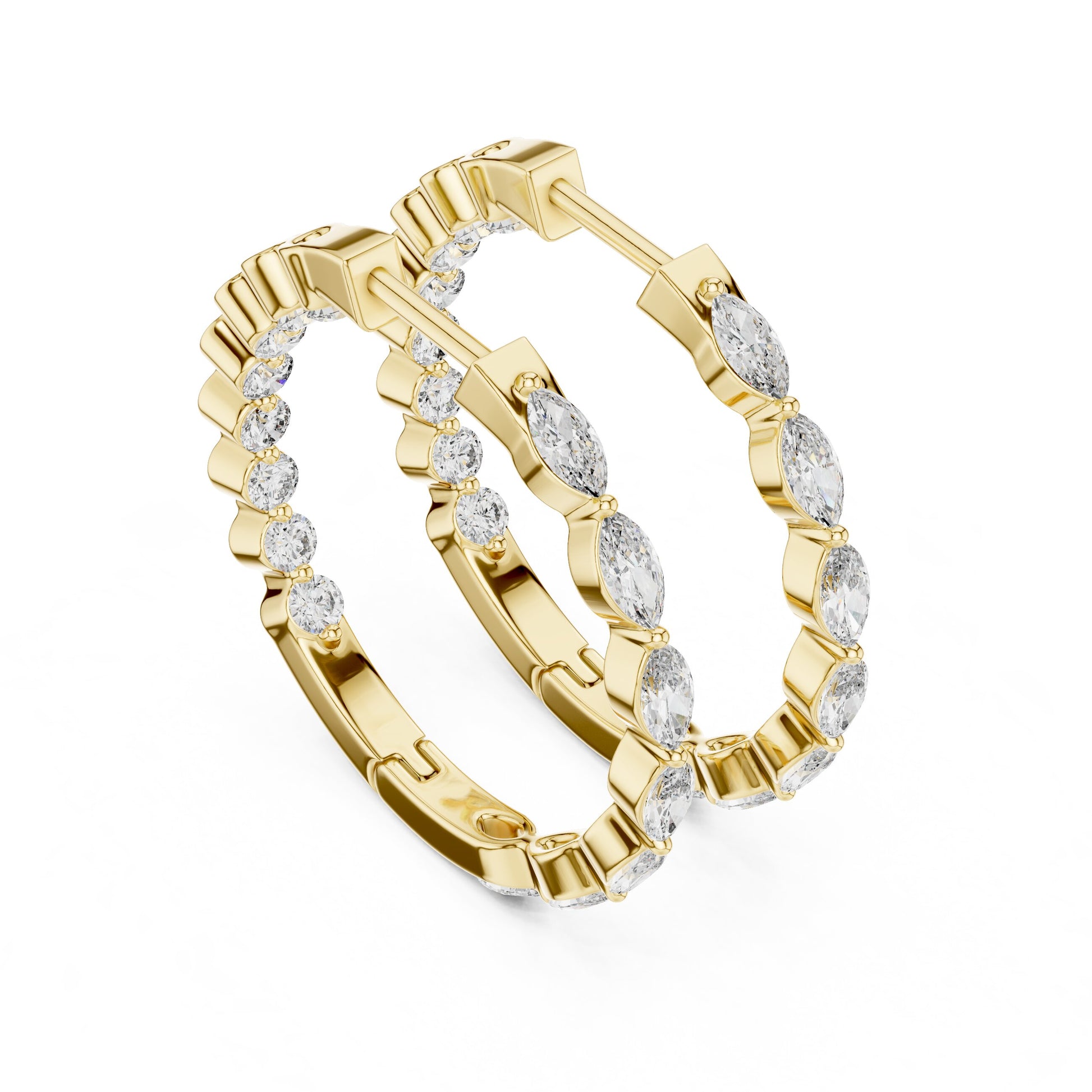 Mixed Shape Lab Grown Diamond Huggie Earrings