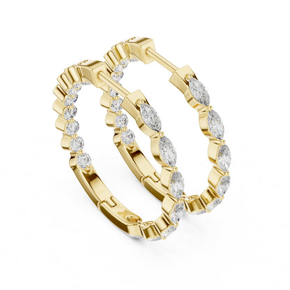 Mixed Shape Lab Grown Diamond Huggie Earrings