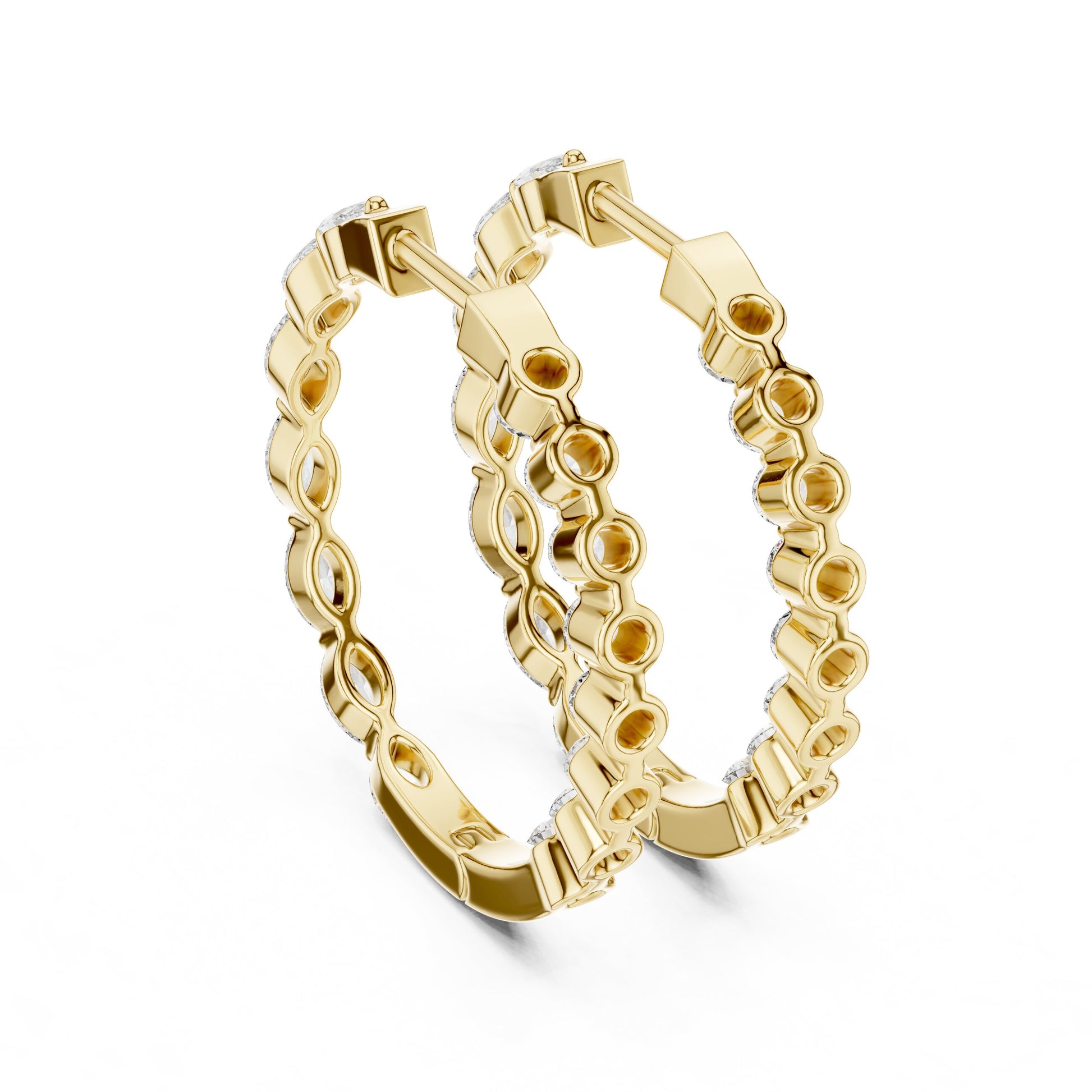 Mixed Shape Lab Grown Diamond Huggie Earrings