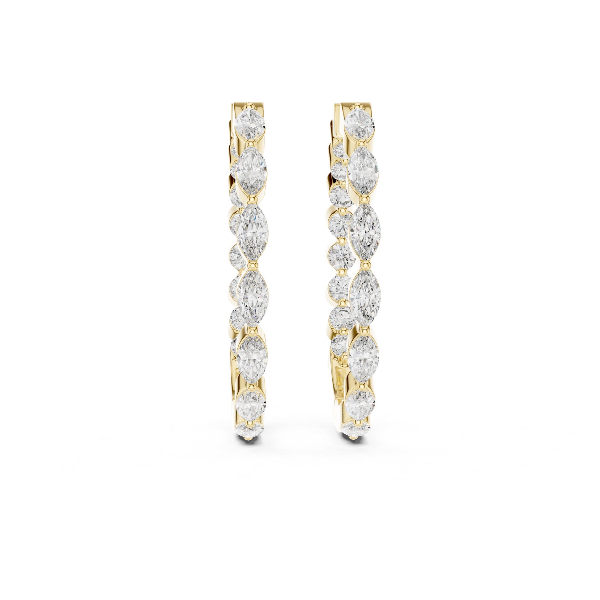 Mixed Shape Lab Grown Diamond Huggie Earrings