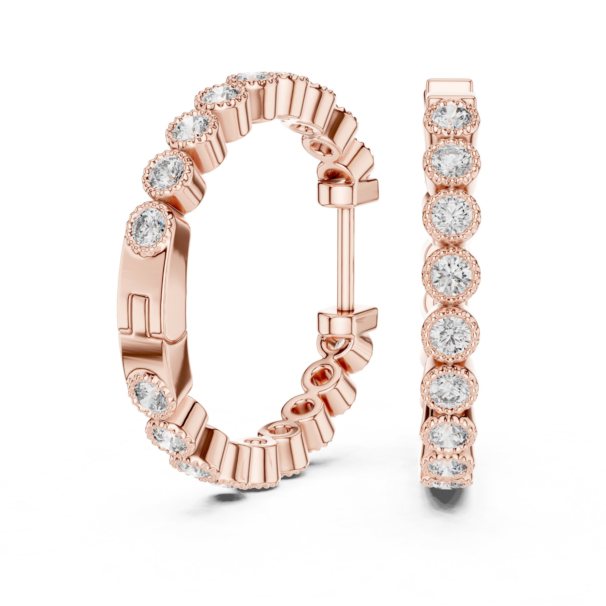 Round Huggie Lab Grown Diamond Earrings