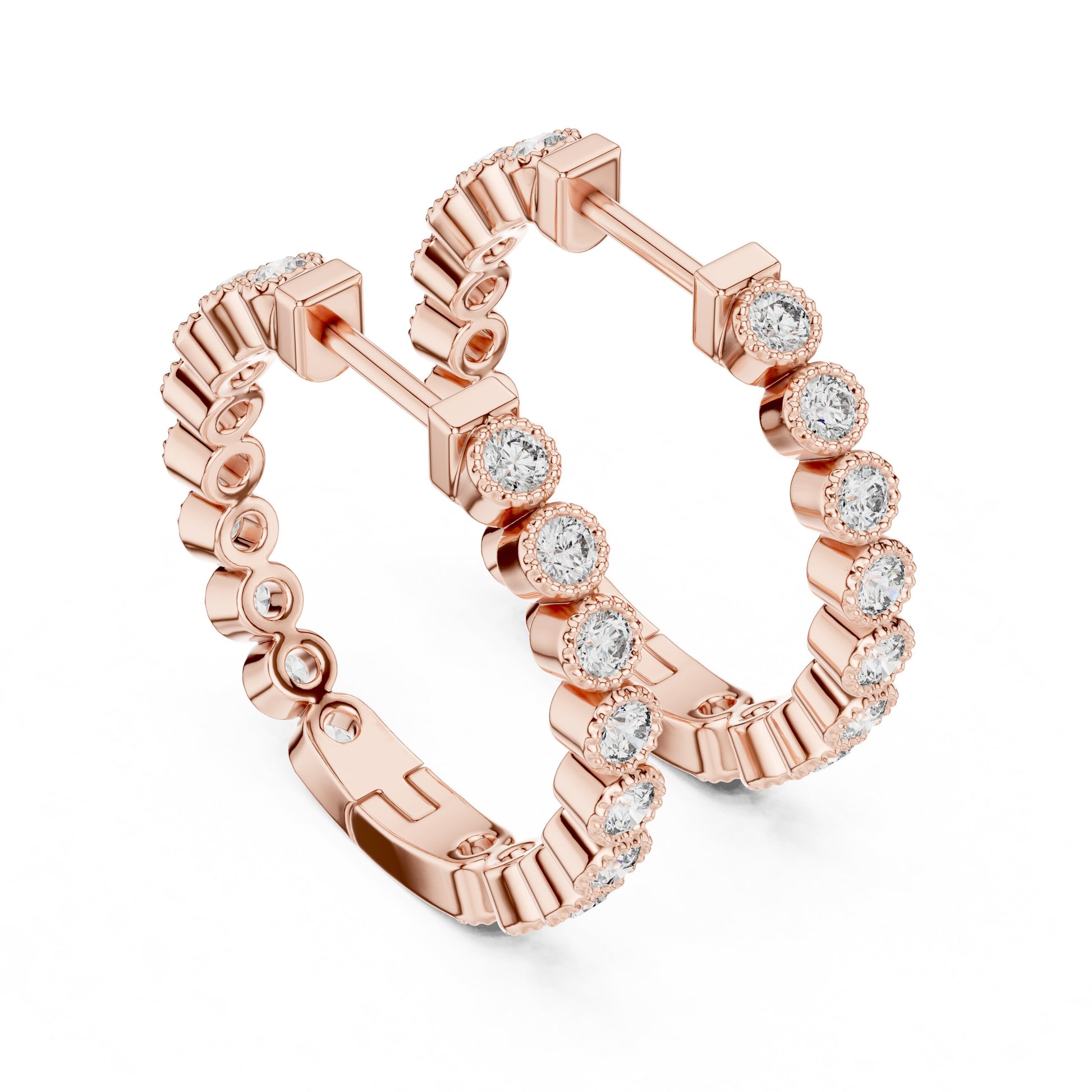 Round Huggie Lab Grown Diamond Earrings